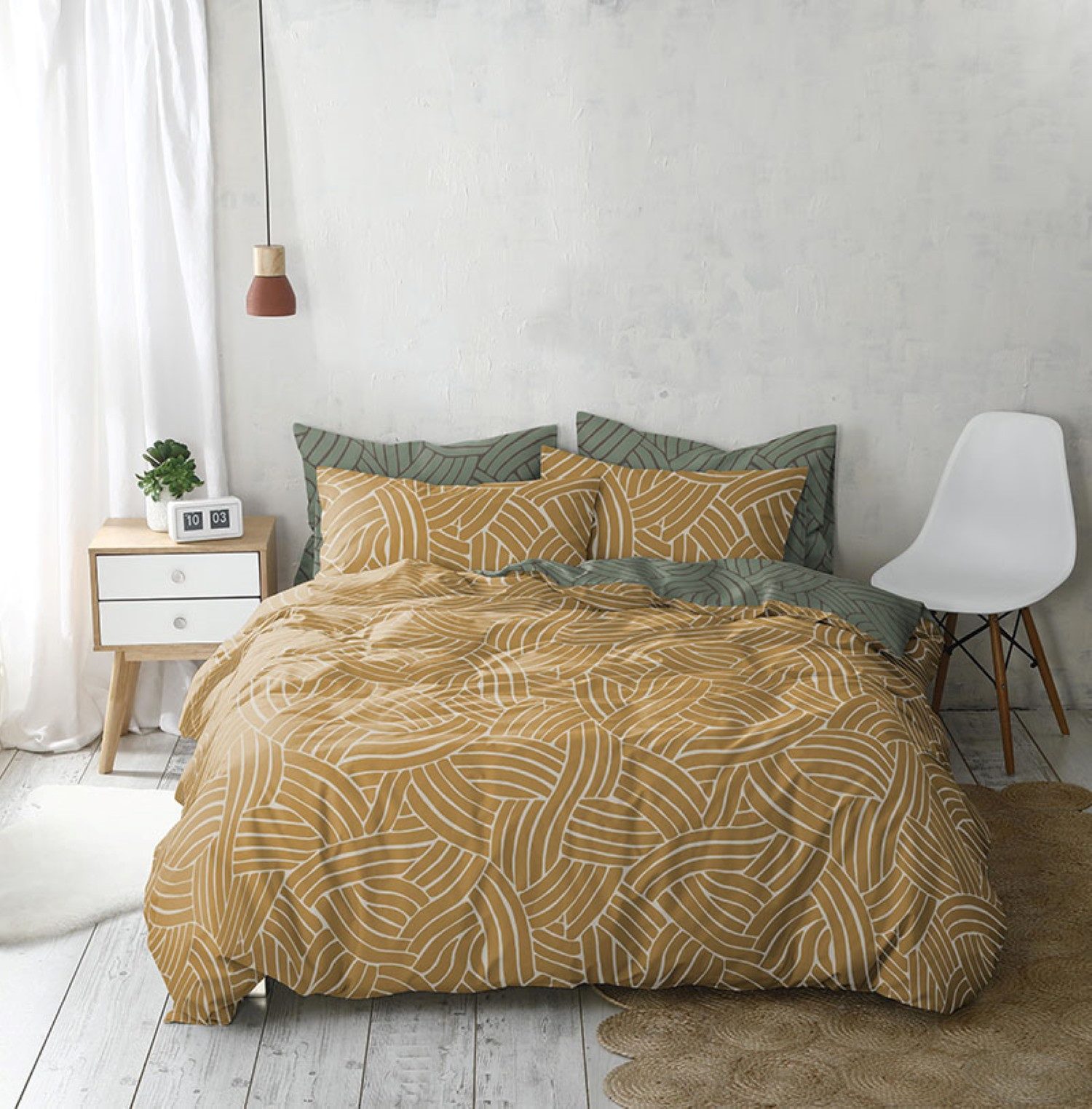 Sympathica Bettwäsche Sympathica Satin Bettwäsche Ellis Knoten Seile mustard ocker natur, Satin, 2 teilig