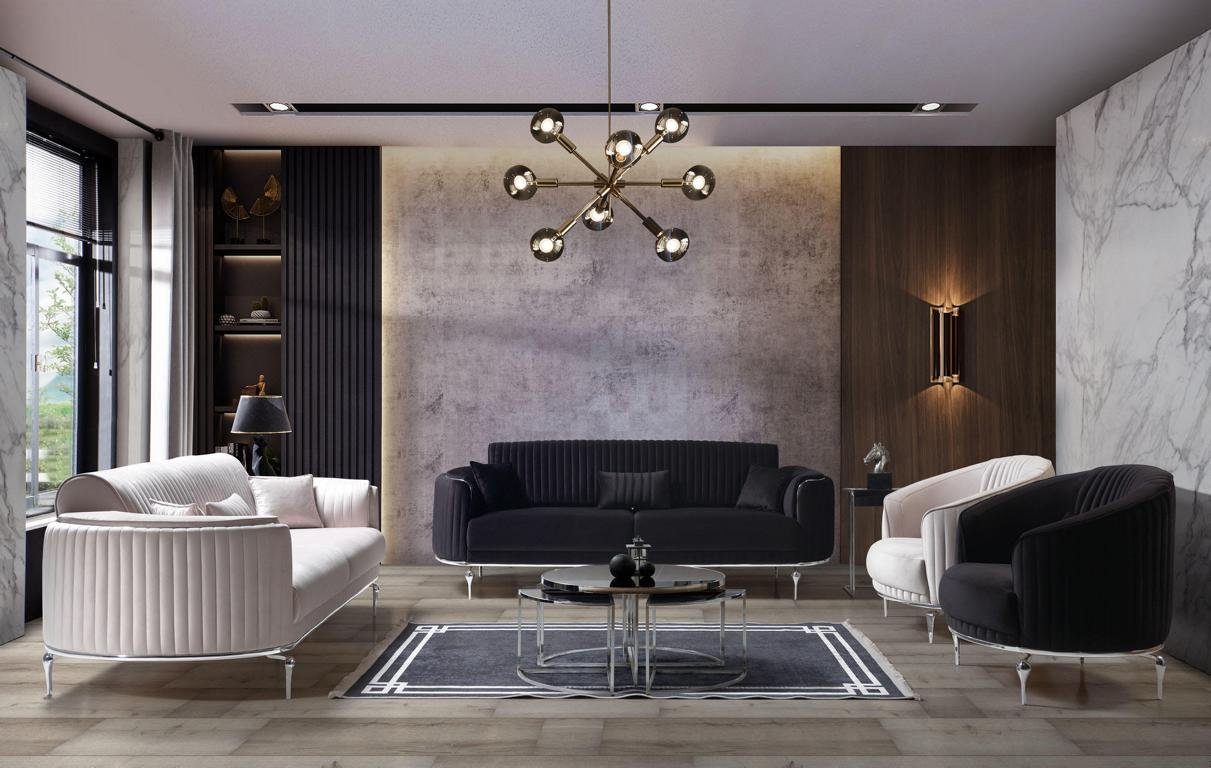 JVmoebel Sofa Sofagarnitur Set 3 3 11 Sitzer Couch Garnitur Design Couchen Neu 4tlg, 4 Teile Weiß