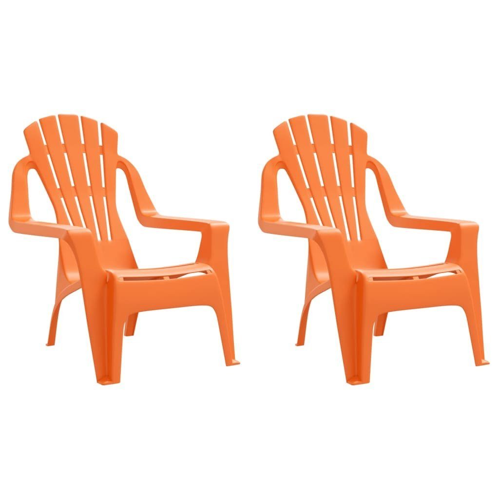 vidaXL Gartenstuhl Kinder-Gartenstühle 2 Stk. Orange 37x34x44 cm PP Holzoptik (2 St)