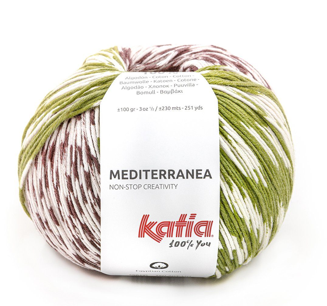 Katia Mediterranea Baumwollgarn musterbildend mit Farbverlauf Häkelwolle, ( Häkelgarn, Strickgarn, Strickwolle, Handstrickgarn), reine Baumwolle