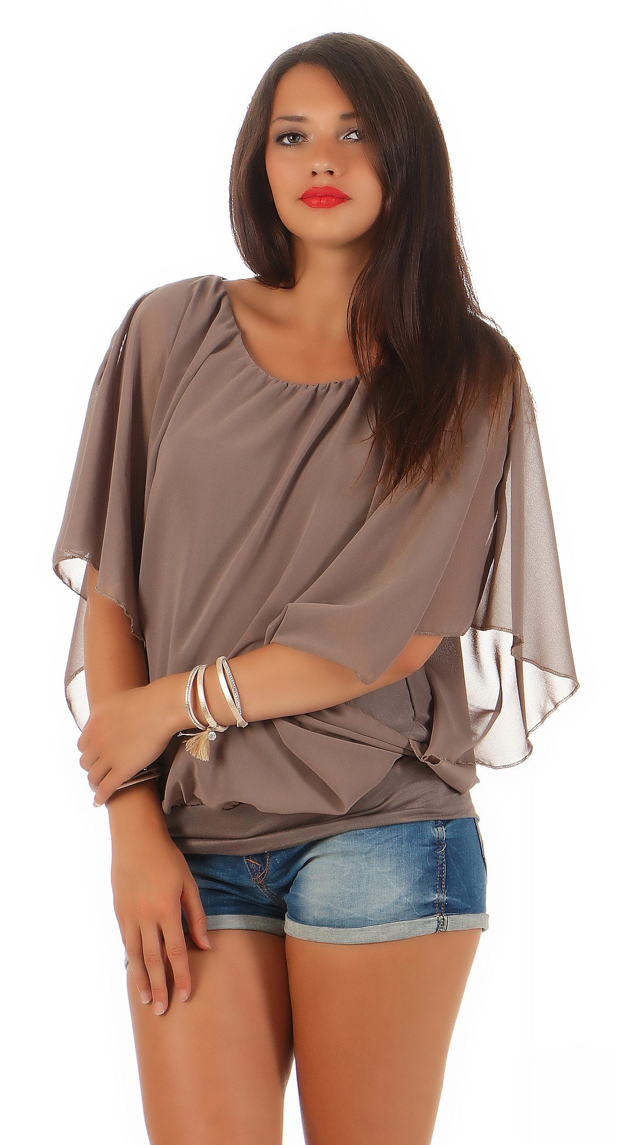 CLEO STYLE Schlupfbluse Damen Chiffon Bluse günstig online kaufen