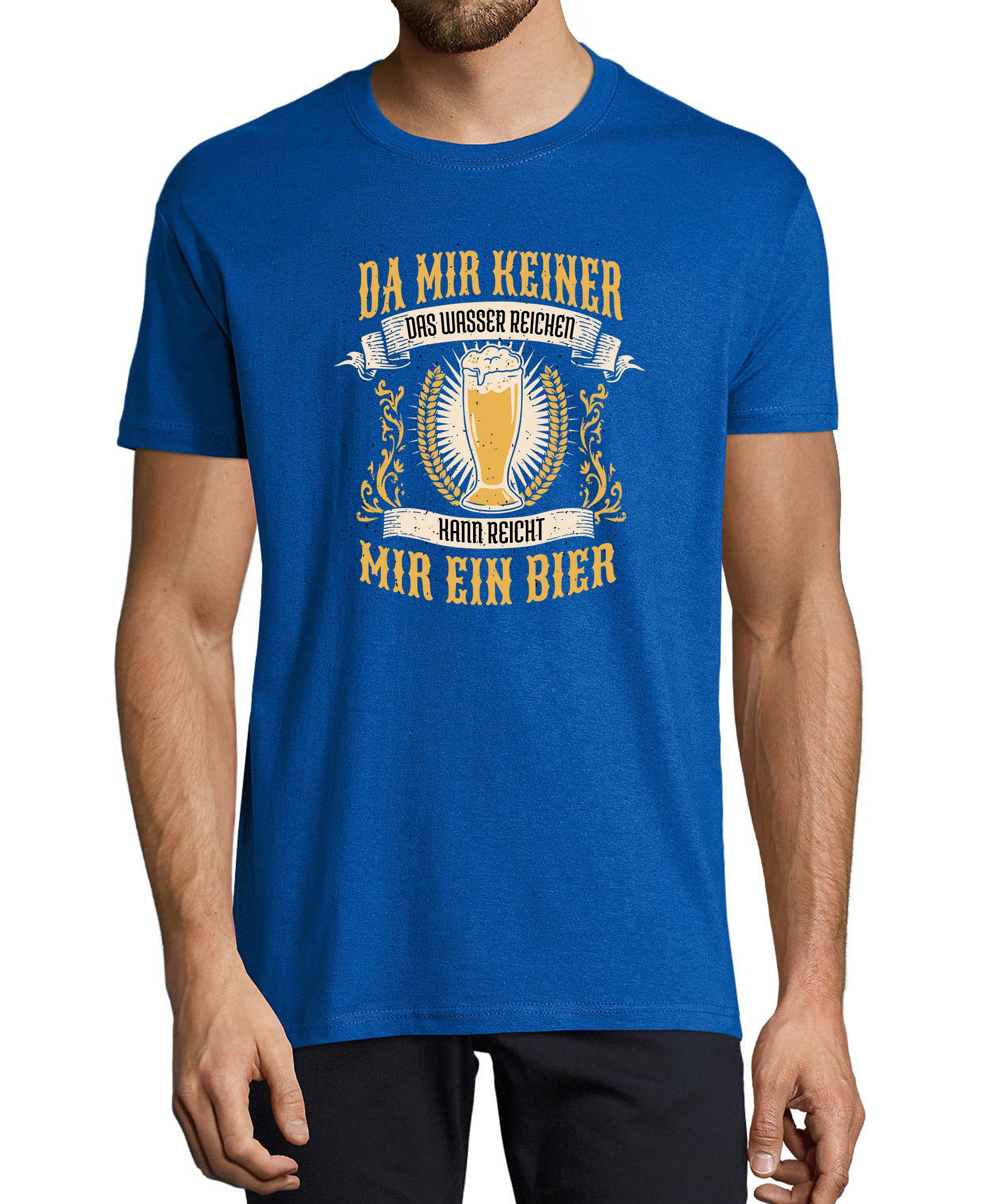 MyDesign24 T-Shirt Herren Fun Print Shirt - Oktoberfest Trinkshirt reicht mir ein Bier Baumwollshirt mit Aufdruck Regular Fit, i308 royal blau