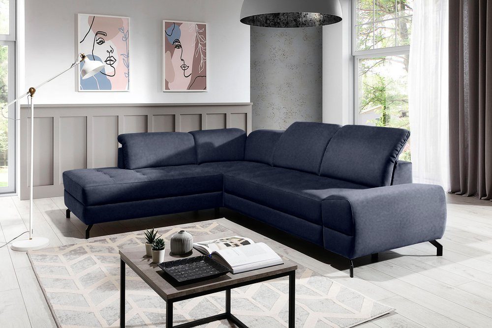 Stylefy Ecksofa Calcutta, L-Form, Eckcouch, mane links oder rechts bestellbar, mit Bettfunktion, frei im Raum stellbar, Modern Design, inklusive Kopfteilverstellung, mit Relaxfunktion und Steppung