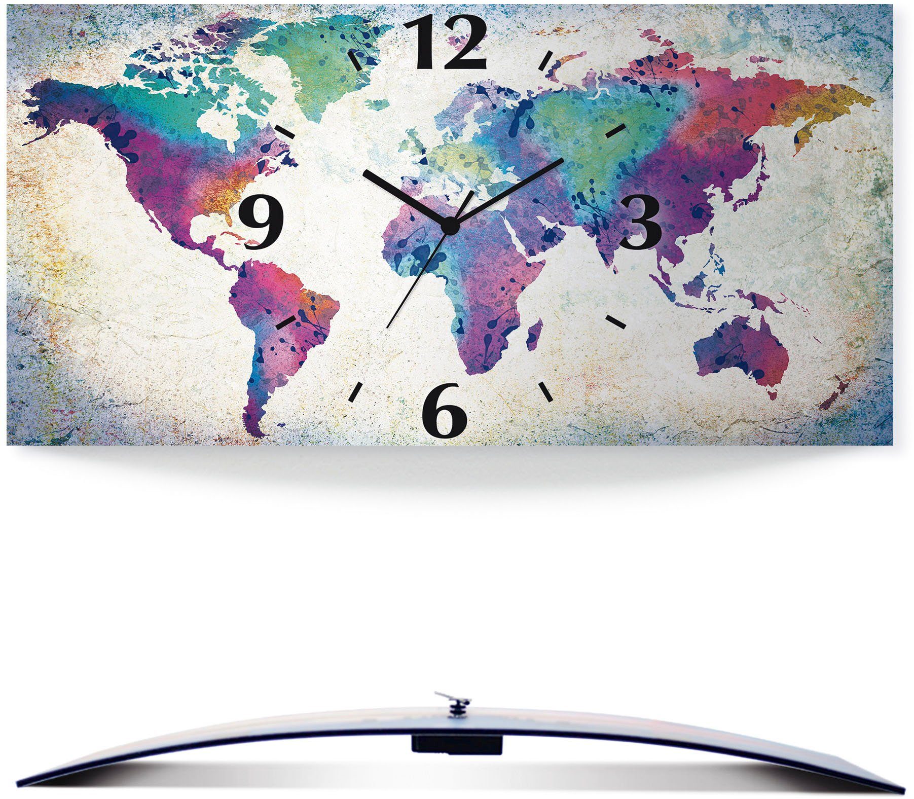 Artland Wanduhr bunte Weltkarte (wahlweise mit günstig online kaufen
