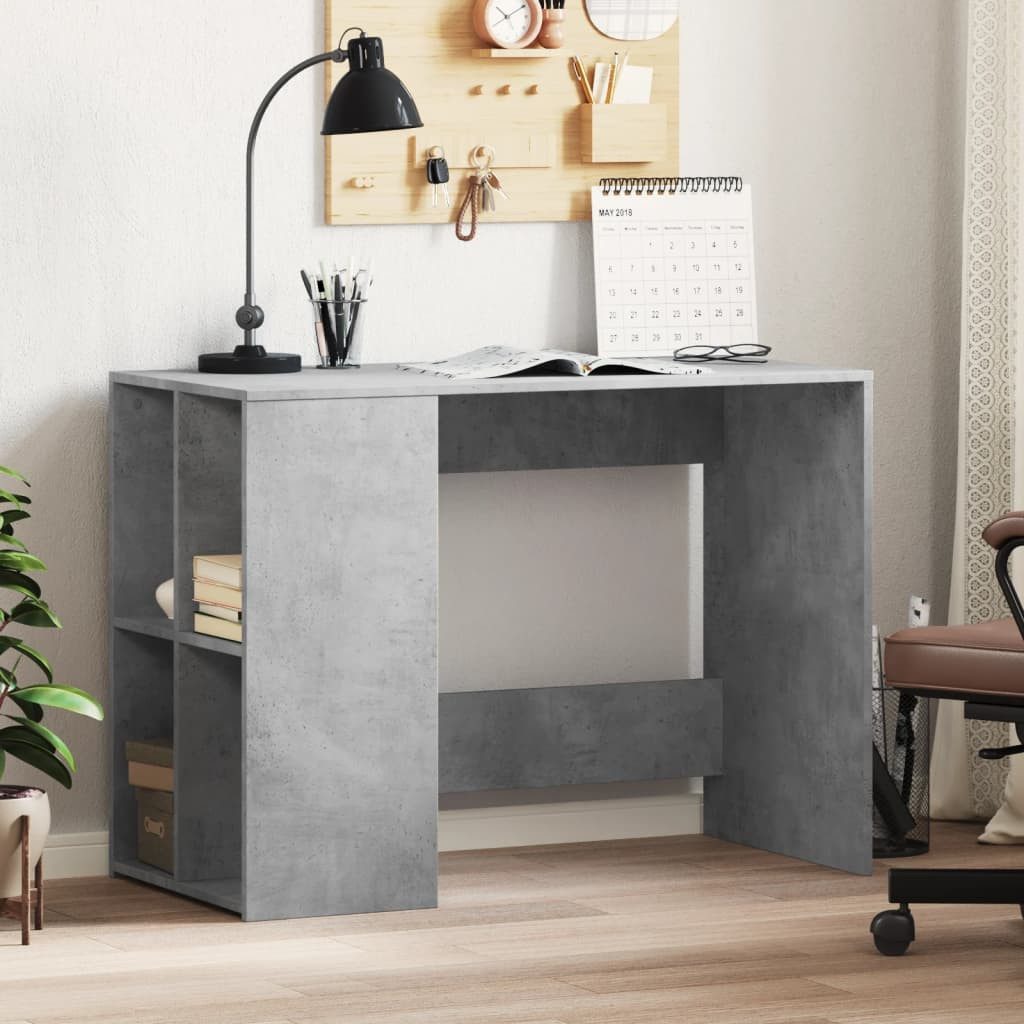 furnicato Schreibtisch 102 x 50 x 75 cm Betongrau (1-St), Stabiler Computertisch mit viel Stauraum für dein Homeoffice