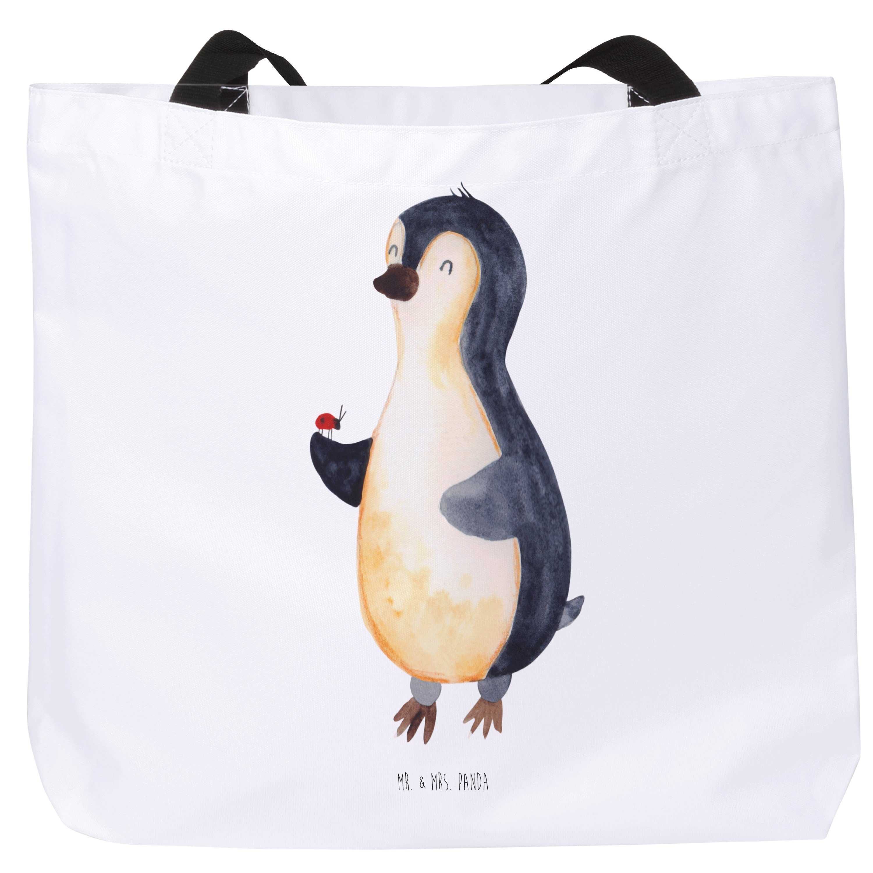 Mr. & Mrs. Panda Shopper Pinguin Marienkäfer - Weiß - Geschenk, Beutel, aufmerksam, Lebensfreu (1-tlg)