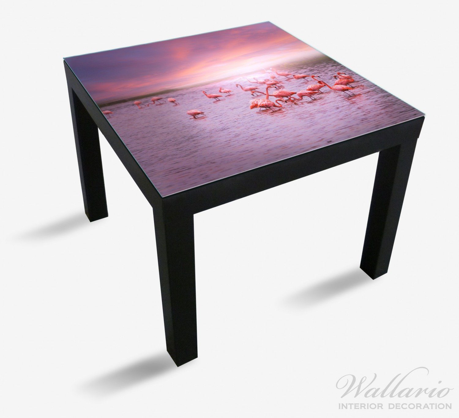 Wallario St), Tisch Lack Rosa Sonnenuntergang Ikea (1 Tischplatte Flamingos für geeignet bei