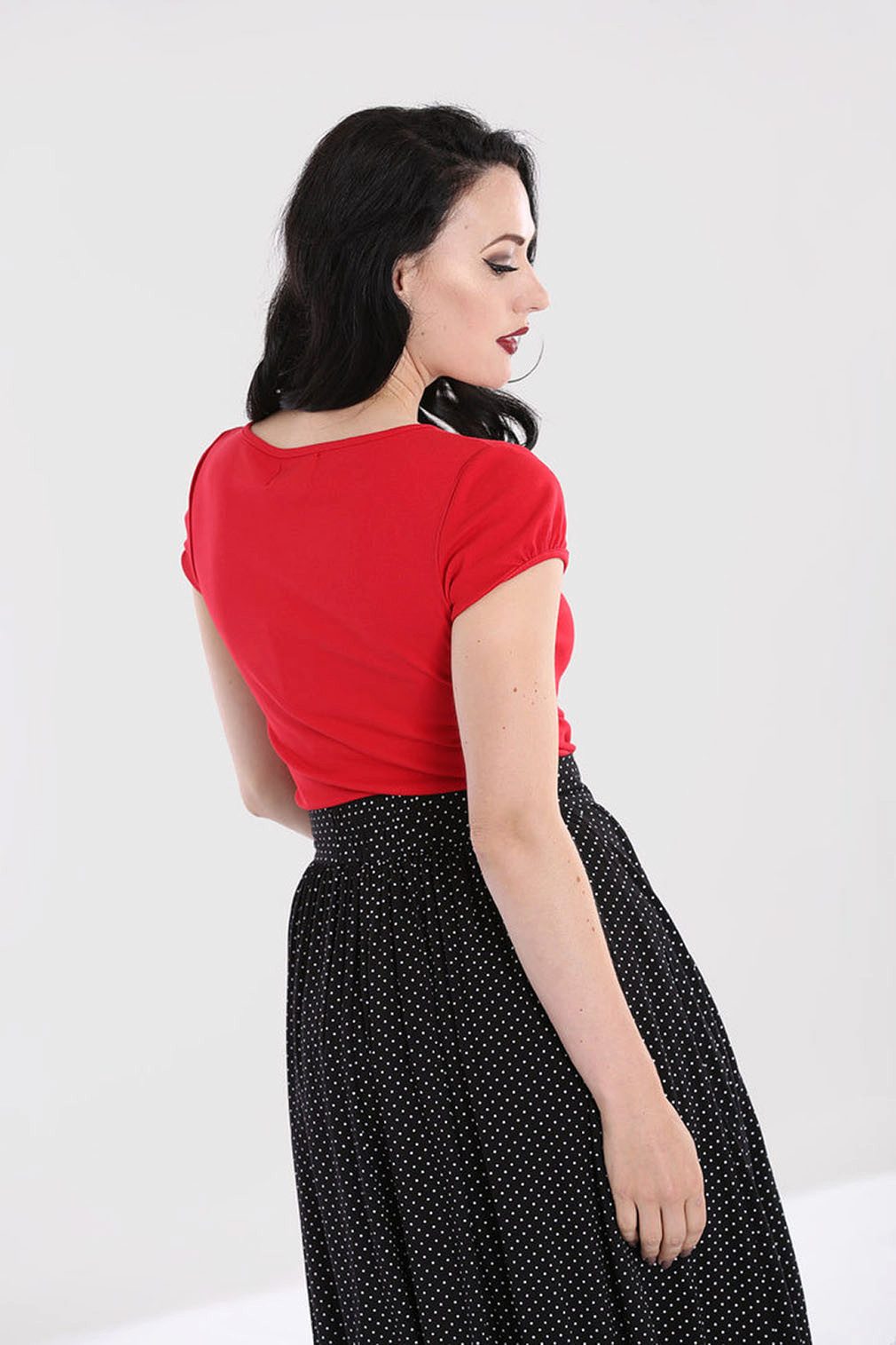 Hell Bunny Shirttop Mia Rot Vintage Retro Rockabilly Oberteil