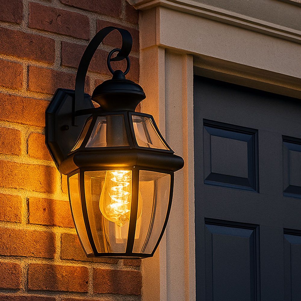 Elstead LIGHTING Außen-Wandleuchte, Leuchtmittel nicht inklusive, Außenlampe Laterne schwarz Wandlampe Retro