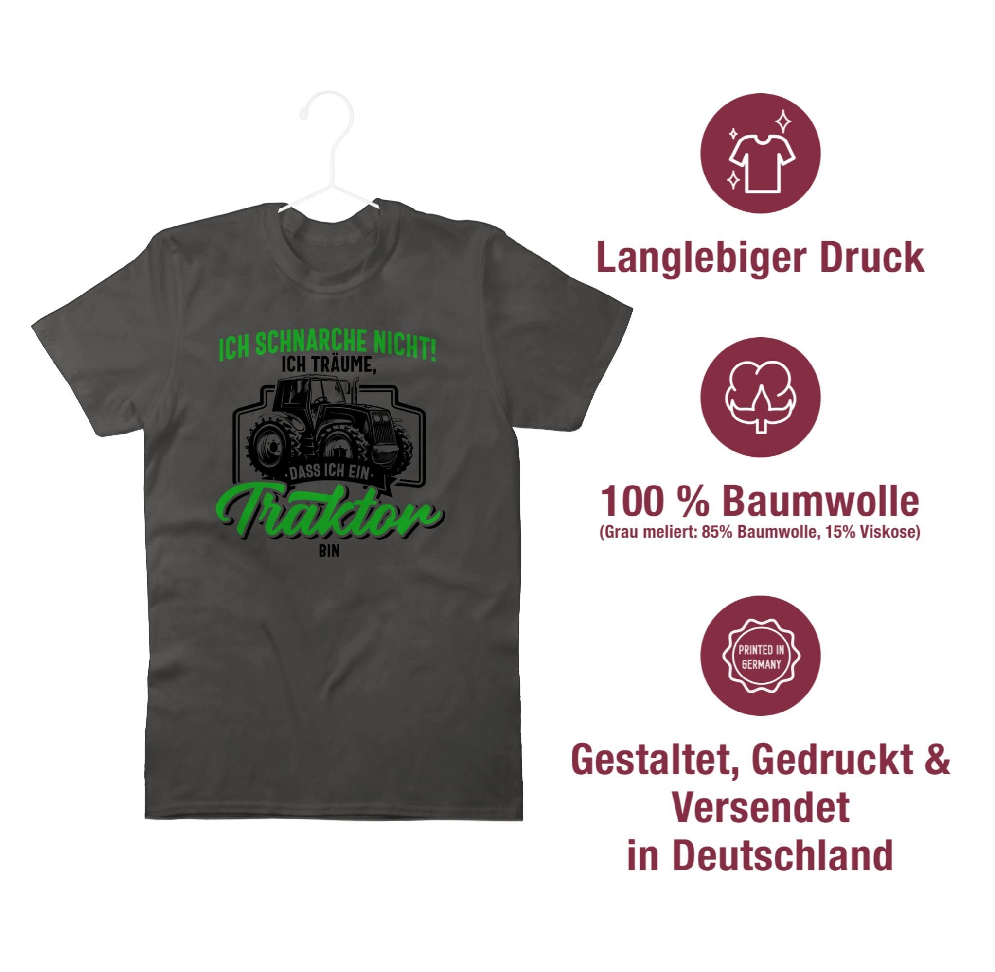 Traktor Ich 2 ich dass schwarz bin schnarche Shirtracer bunt T-Shirt ich Traktor Dunkelgrau ein nicht träume