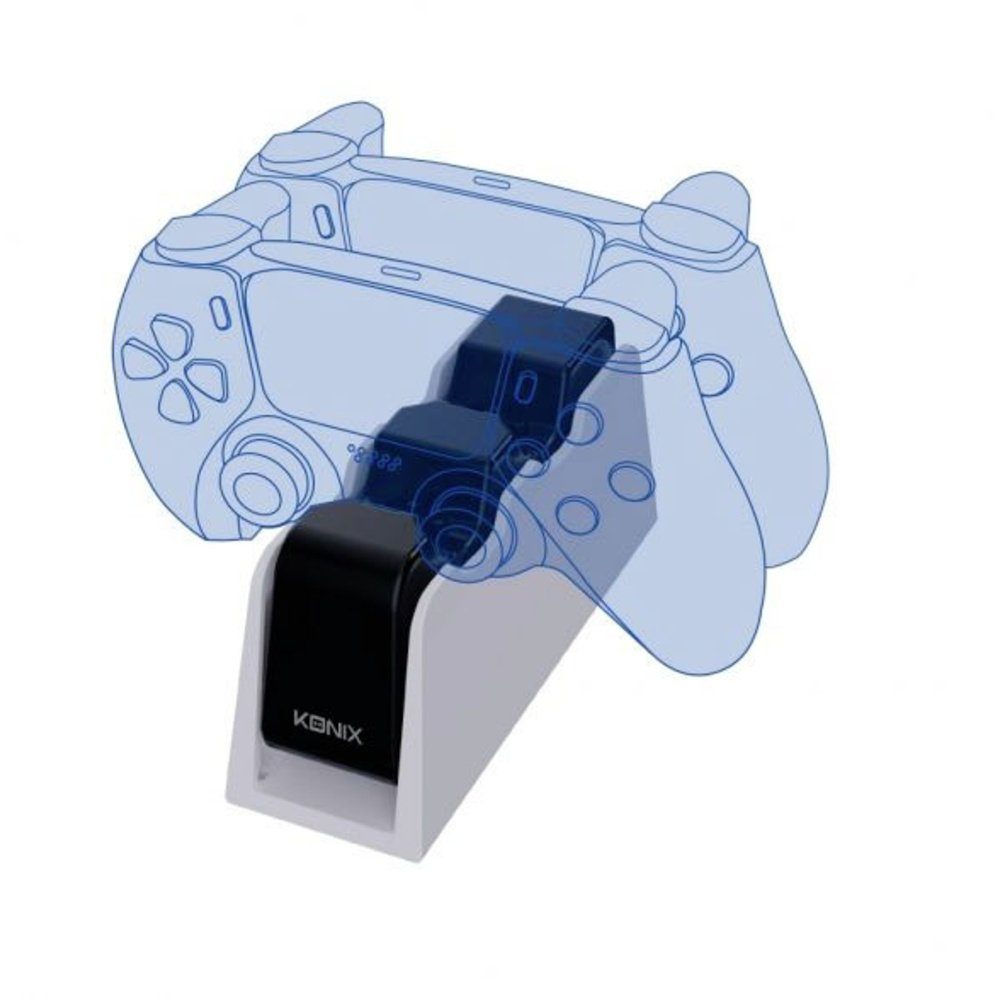 Konix Dockingstation Für PS5 Mit 4 USB 2.0 Anschlüssen | Schwarz | Perfekt Für Controller, Headsets & Zubehör | Einfache Installation