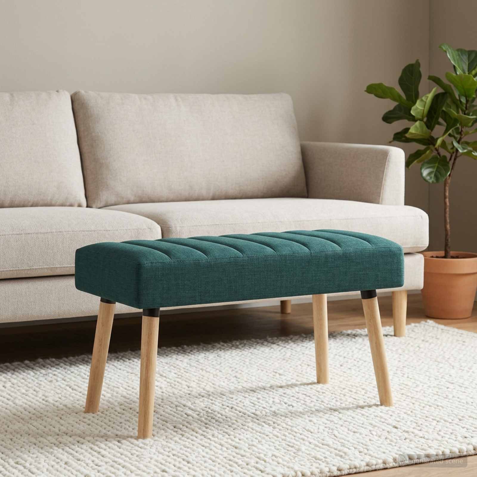 vidaXL Sitzbank Kanalgepolsterte Bank Dunkelgrün 80 x 40 x 46 cm Stoff (1-St)