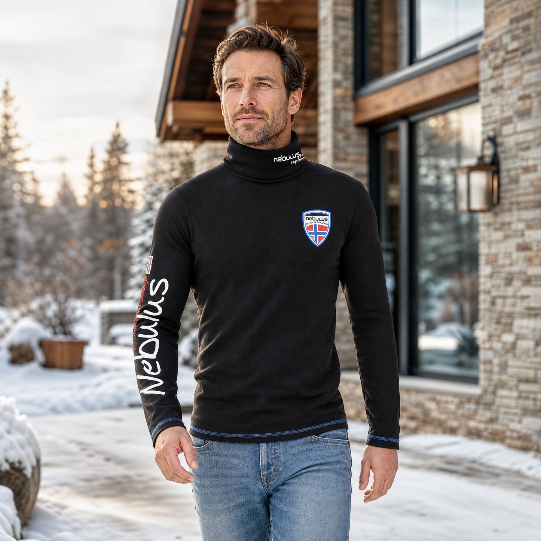 Nebulus Rollkragenpullover WARMER, Q1007 - Herren, schwarz, S