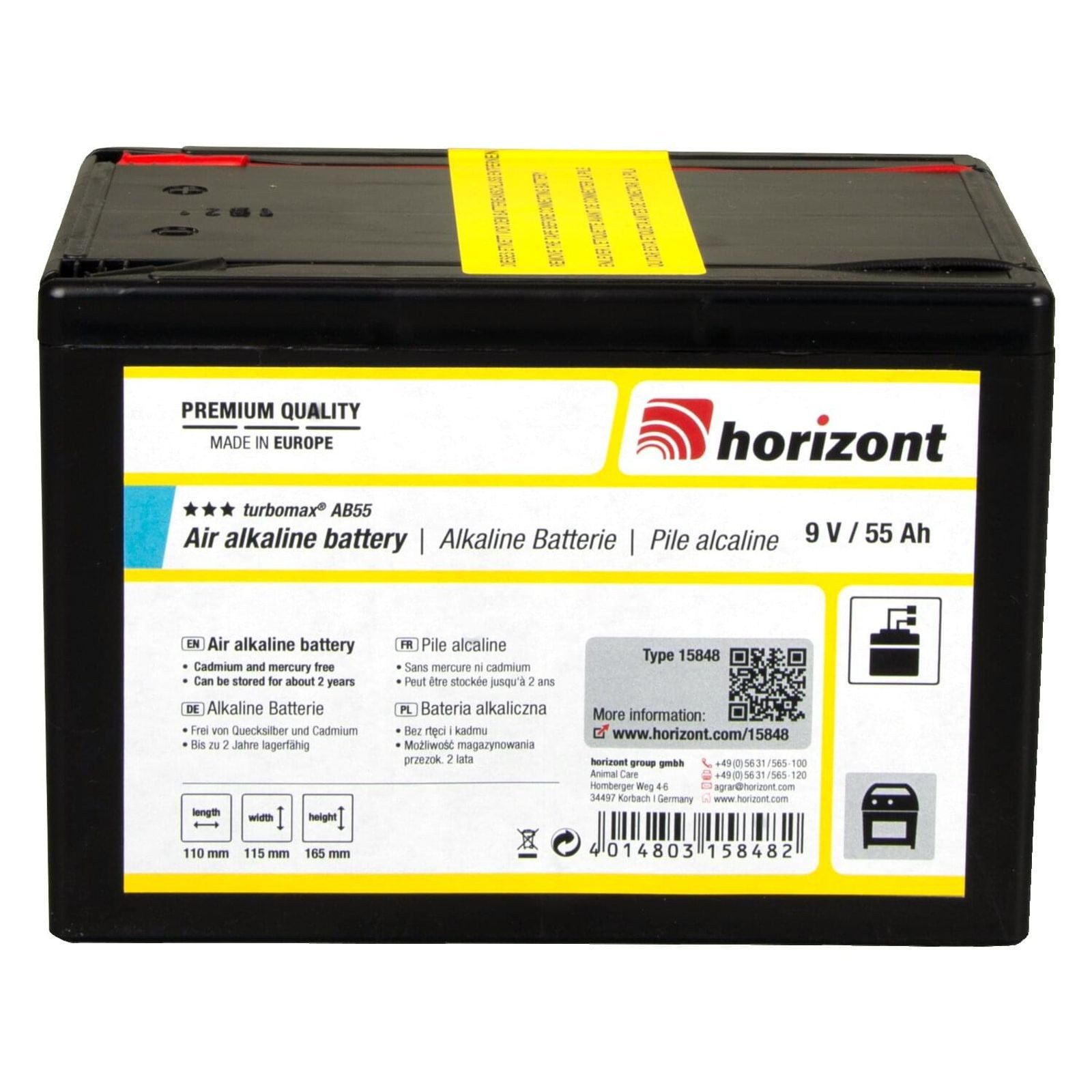 Horizont horizont 9 V Alkaline-Batterie turbomax® AB55 (9 V / 55 Ah) Batterie