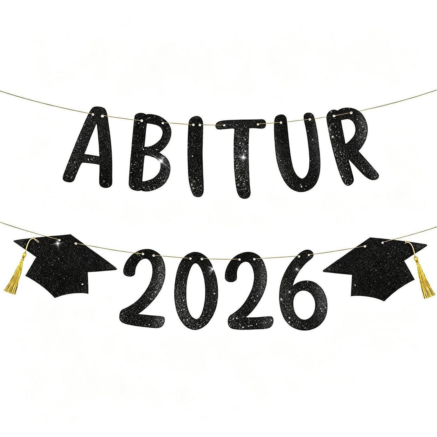 LuxusKollektion Girlanden Abitur Deko 2026 Girlande Glitzer Schwarz
