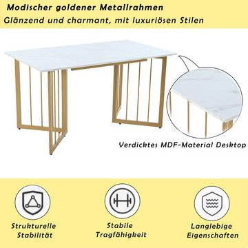 MODFU Essgruppe Moderner Küchentisch Set, (Esstisch mit 4 Stühlen, Esszimmerstuhl mit Metallbeinen), Rückenlehne