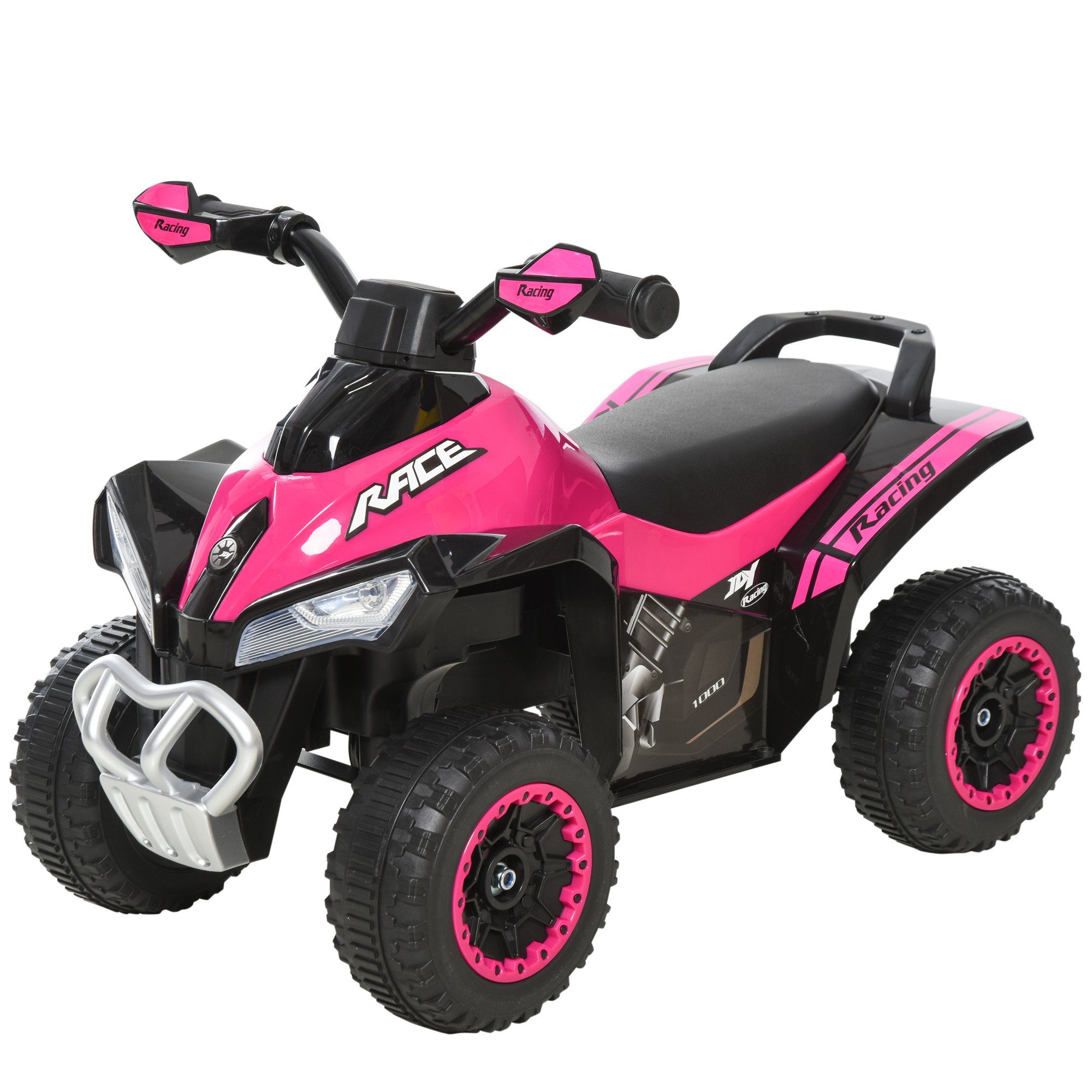 HOMCOM Rutscher Rutschauto mit Füßen Kinderauto Licht Musik Kunststoff Stahl Rosa, (Set, 1-tlg., Kinderfahrzeug für 18-36 Monate), 67.5L x 38B x 44H cm