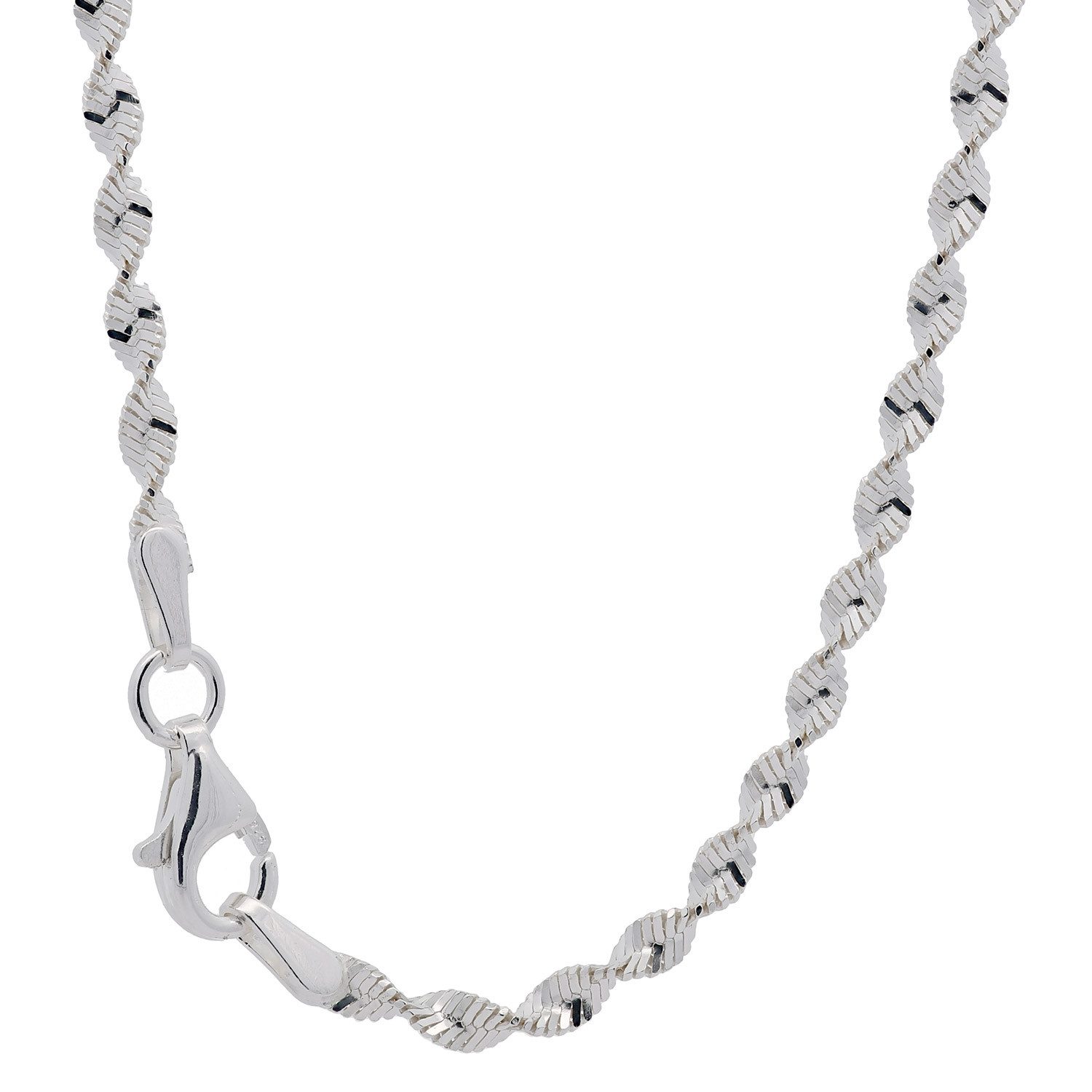 HOPLO Silberkette Silberkette Kordelkette Halskette 2,5 mm massiv 925 Silber, Made in Germany
