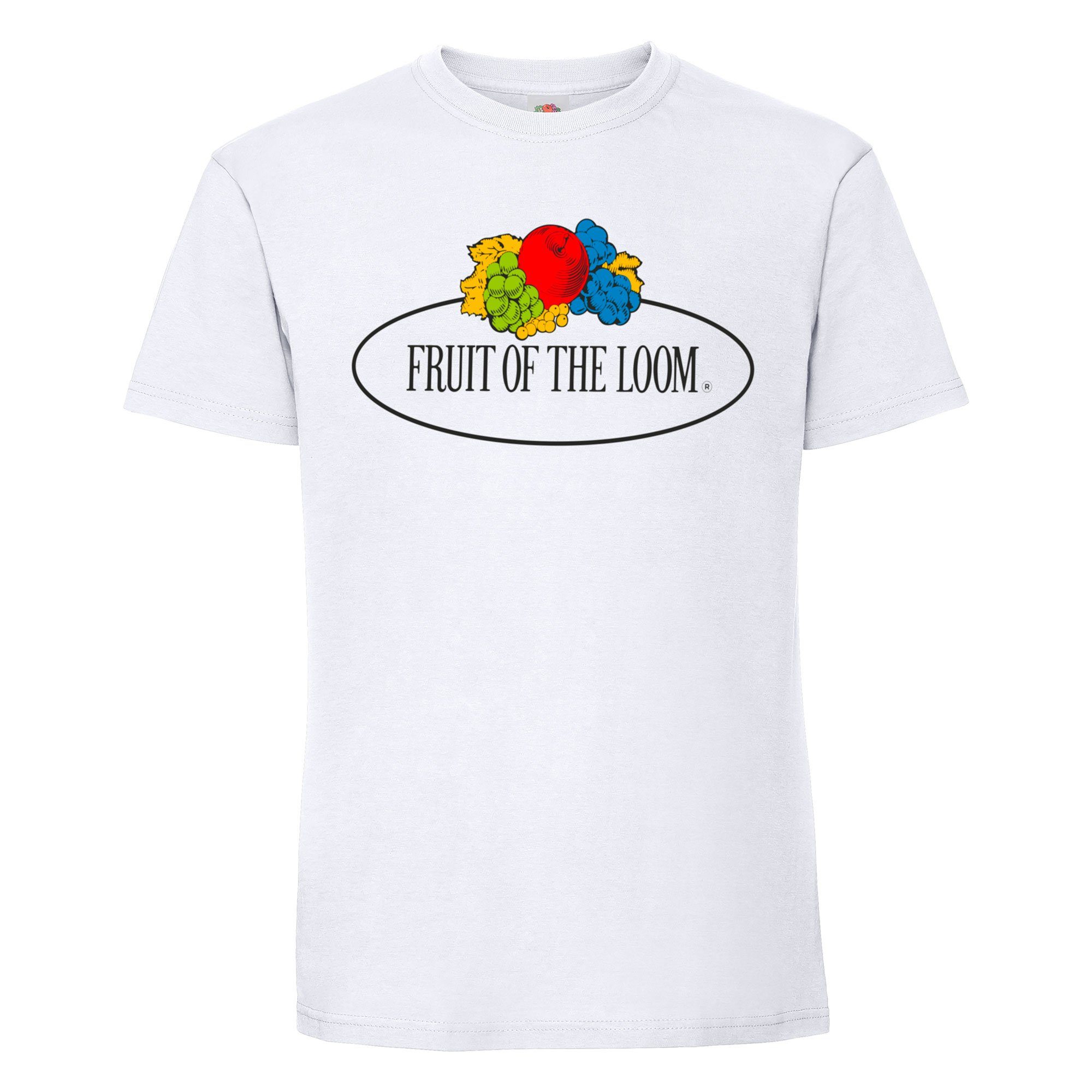 Fruit of the Loom Rundhalsshirt Ringspun Premium T-Shirt weiß - Vintage-Logo groß