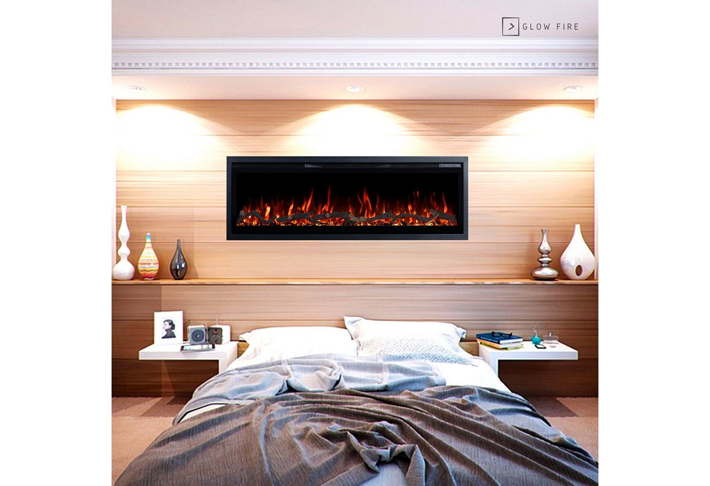 GF Core Elektrokamin Wandkamin Core, 3D Feuer und Heizung (Thermostat, bis 1800 W), Elektrischer Stand-, Wand- oder Einbaukamin mit APP Steuerung, LED