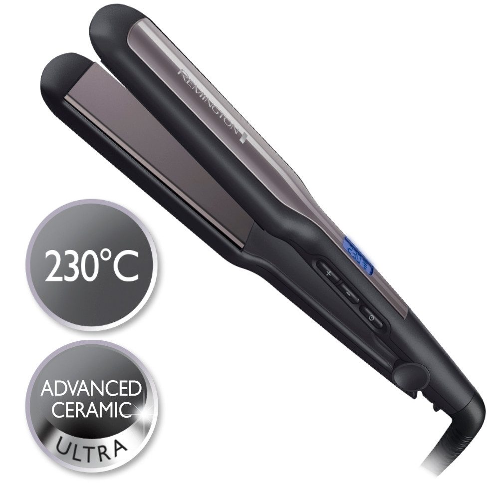 Remington Glätteisen S5525 Ultra-Keramik-Beschichtung, Extra breite Stylingplatten, LCD Display, Ultra-Keramikbeschichtung braun|schwarz