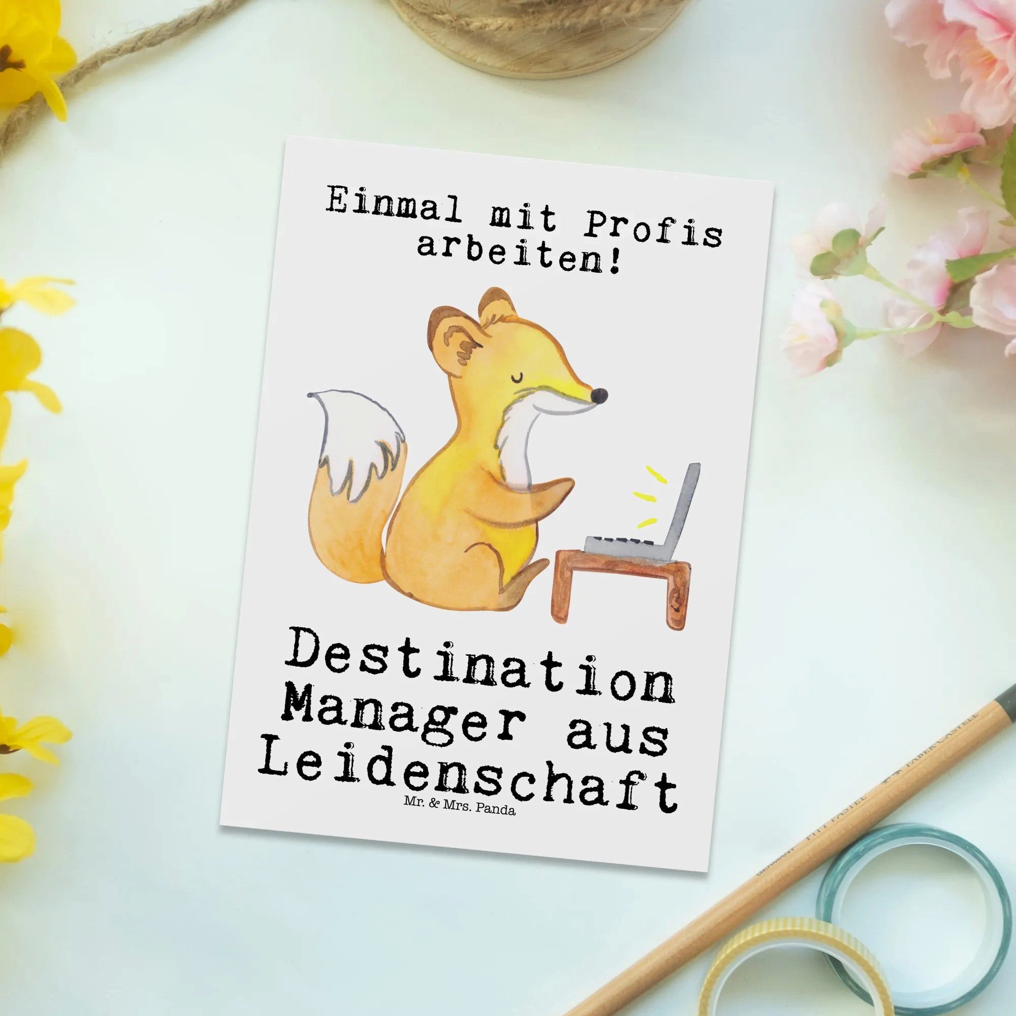 Thumbnail - Mr. & Mrs. Panda Postkarte Destination Manager Leidenschaft - Weiß - Geschenk, Postkarte, Arbeit, Witzige Sprüche