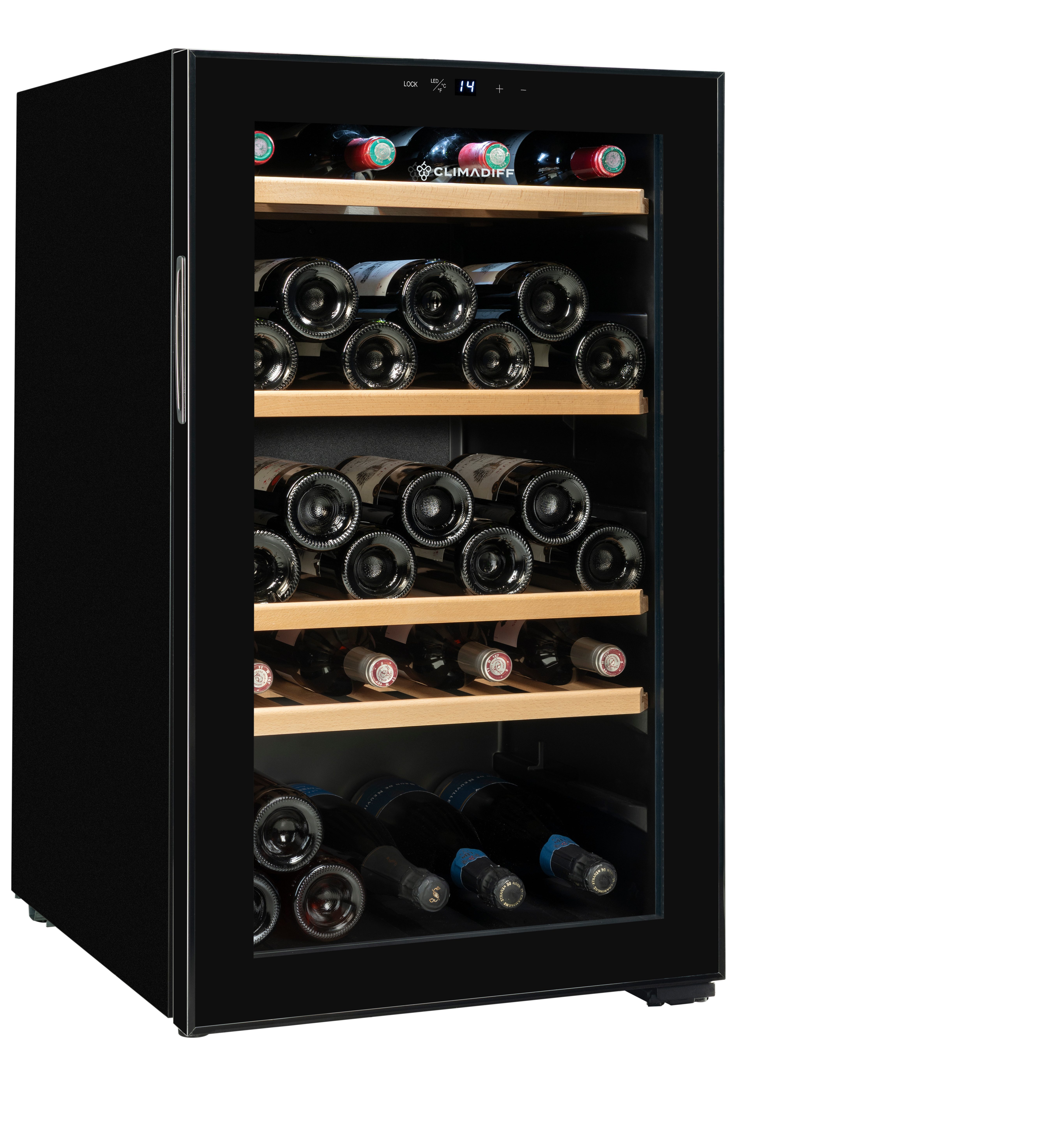 CLIMADIFF Weintemperierschrank CEPAGE52F, für 52 Standardflaschen á 0,75l,1 Temperaturzone, LED Beleuchtung