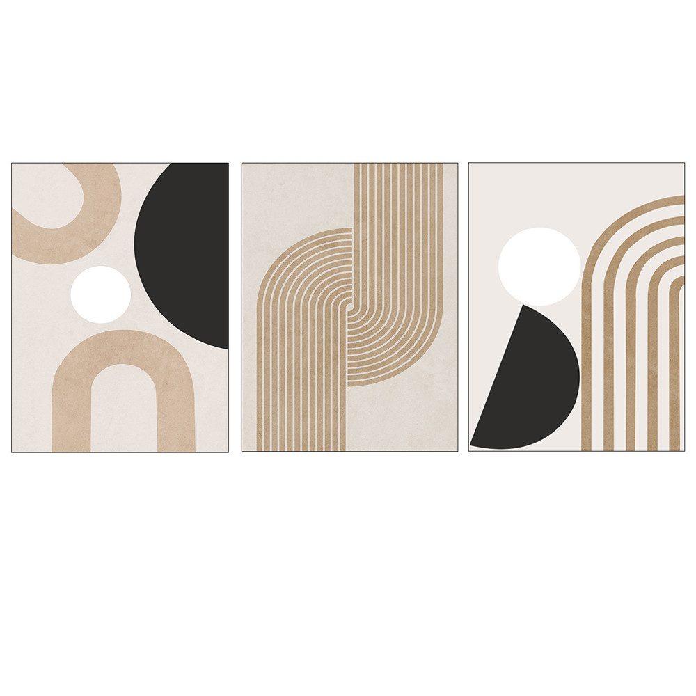 Zyronn Leinwandbild Boho Abstrakte Wandkunst,beige braun neutrale Leinwand Wandbilder, (3 St), Ohne Rahmen, Moderne Wohnzimmer Wanddekoration