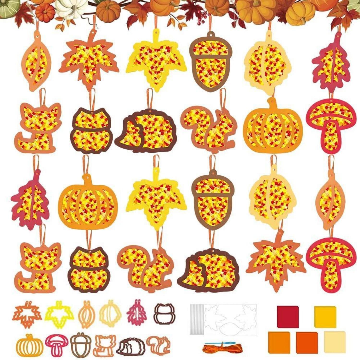 LuxusKollektion Kreativset Fensterbilder Herbst Bastelset Kinder 24Stk. Natur