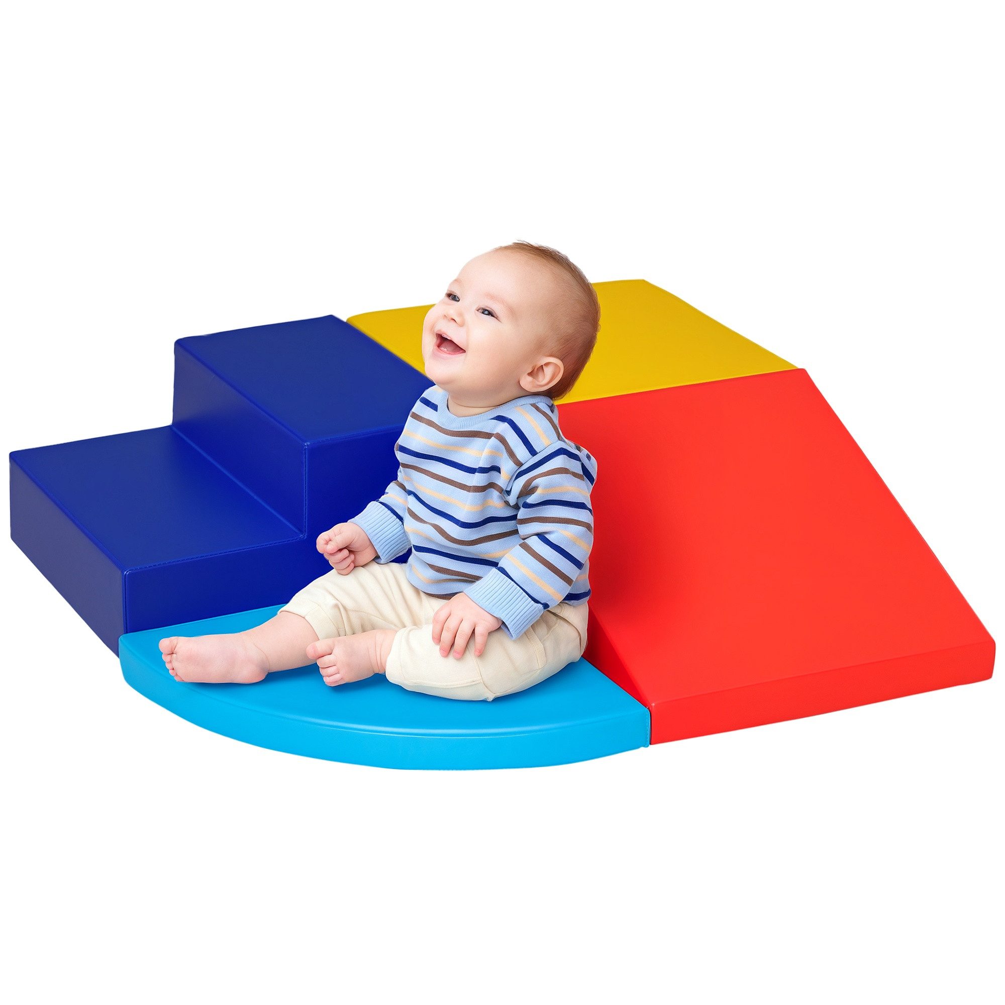 HOMCOM Softbausteine klettern Bauklötze Weiche Riesenbausteine Spielbausteine, (Bauspielzeug, 4 St., Riesenbausteine), Geeignet für 12 bis 36 Monate Kinder Kunstleder mehrfarbig