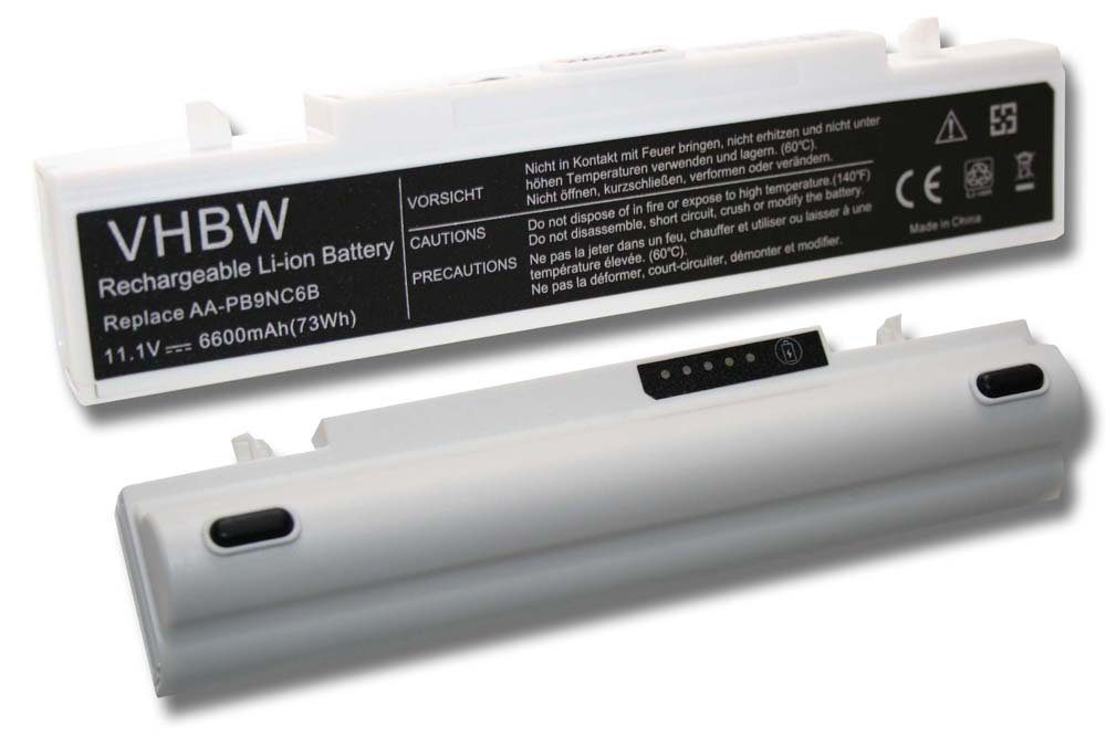 vhbw Ersatz für Samsung AA-PL9NC2B, AA-PL9NC6W, AA-PL9NC6B, für Laptop-Akku Li-Ion 6600 mAh (11,1 V)