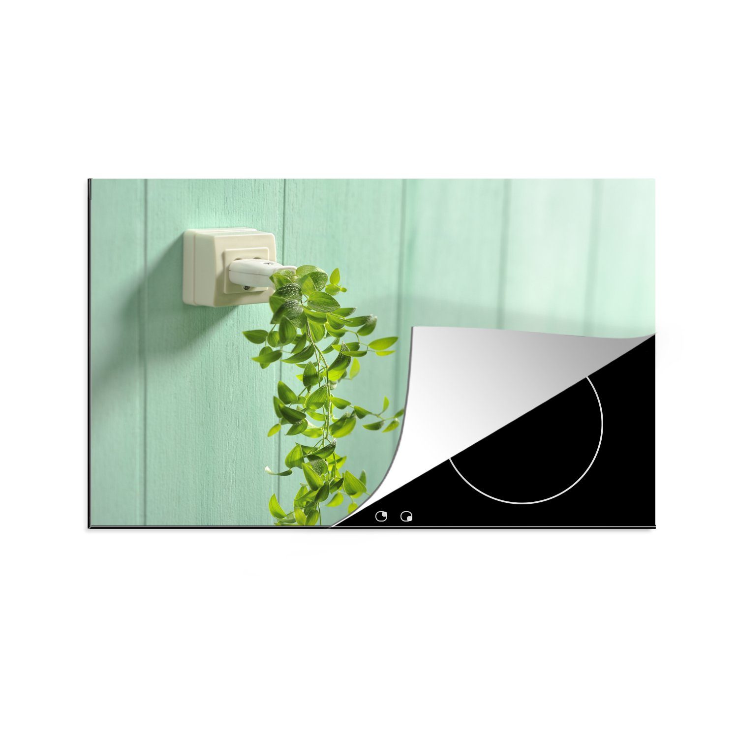 Vinyl, küche, 81x52 tlg), Pflanze Schutz (1 Sockel, Induktionskochfeld die Herdblende-/Abdeckplatte MuchoWow Ceranfeldabdeckung im cm, für