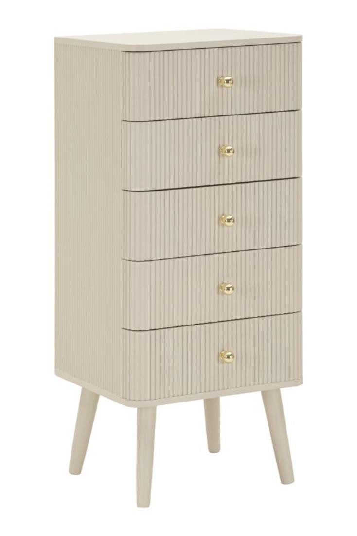 Natur24 Kommode Shy Kommode 37,5 x 89 x 34 cm MDF Pinie Eisen Weiß Gold