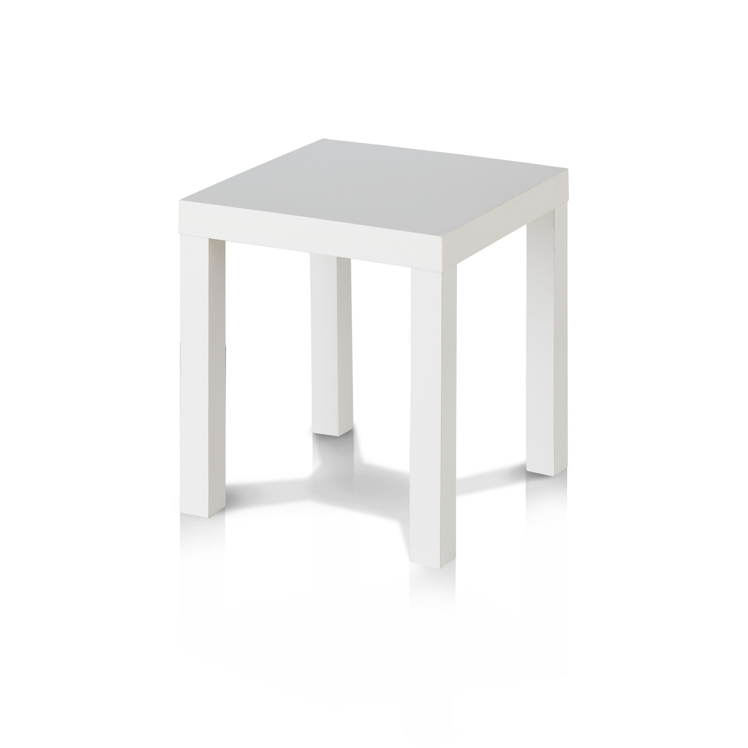 KHG Beistelltisch kleiner Couchtisch quadratisch, Nachttisch Weiß (Holzwerkstoff foliert, 5 kg belastbar, 45x45x45 cm, pflegeleicht, ideal für Wohn- und Schlafzimmer), Pflegeleicht, Quadratisch