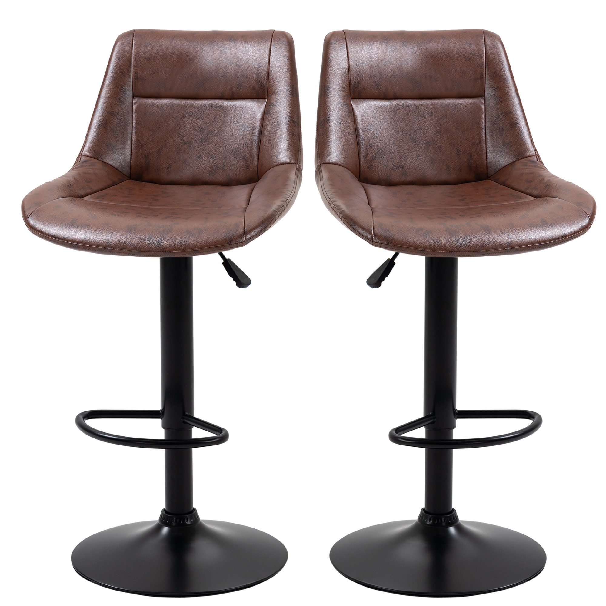 Barhocker 2er-Set Barhocker, höhenverstellbar, 46,5x50x108cm, Schwarz