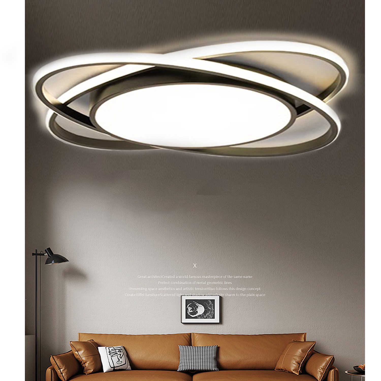 Fyrove Deckenleuchten Deckenlampe Wohnzimmer 53cm mit stufenlos dimmbarer Farbtemperatur, 62W3000-6500k, LED fest integriert, Modern Runde Wohnzimmer Schlafzimmer Arbeitszimmer Esszimmer Dekoration Lampen, Mit Speicherfunktion.Lichtfarbe- und Helligkeit einstellbar