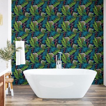 Abakuhaus Vinyltapete selbstklebendes Wohnzimmer Küchenakzent, Blatt Tropische Dschungel-Muster