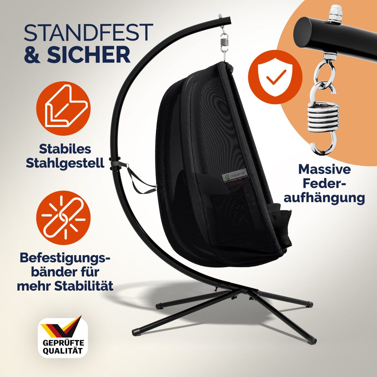 Casaria Hängesessel, mit Gestell 150kg belastbar günstig online kaufen