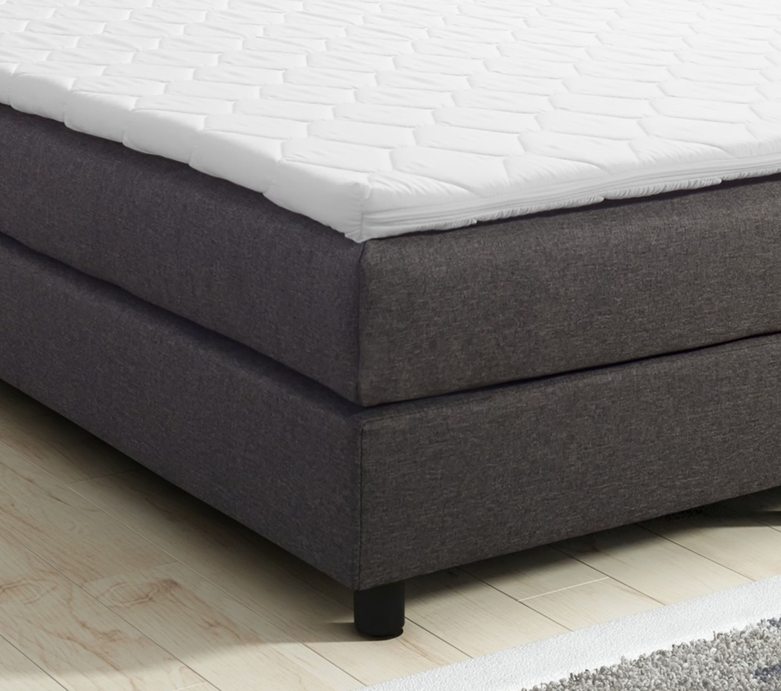 Küchen-Preisbombe Boxspringbett Glenn 2 Hotelbett Boxbett 140x200 Bonellfederkern Bett Topper grau