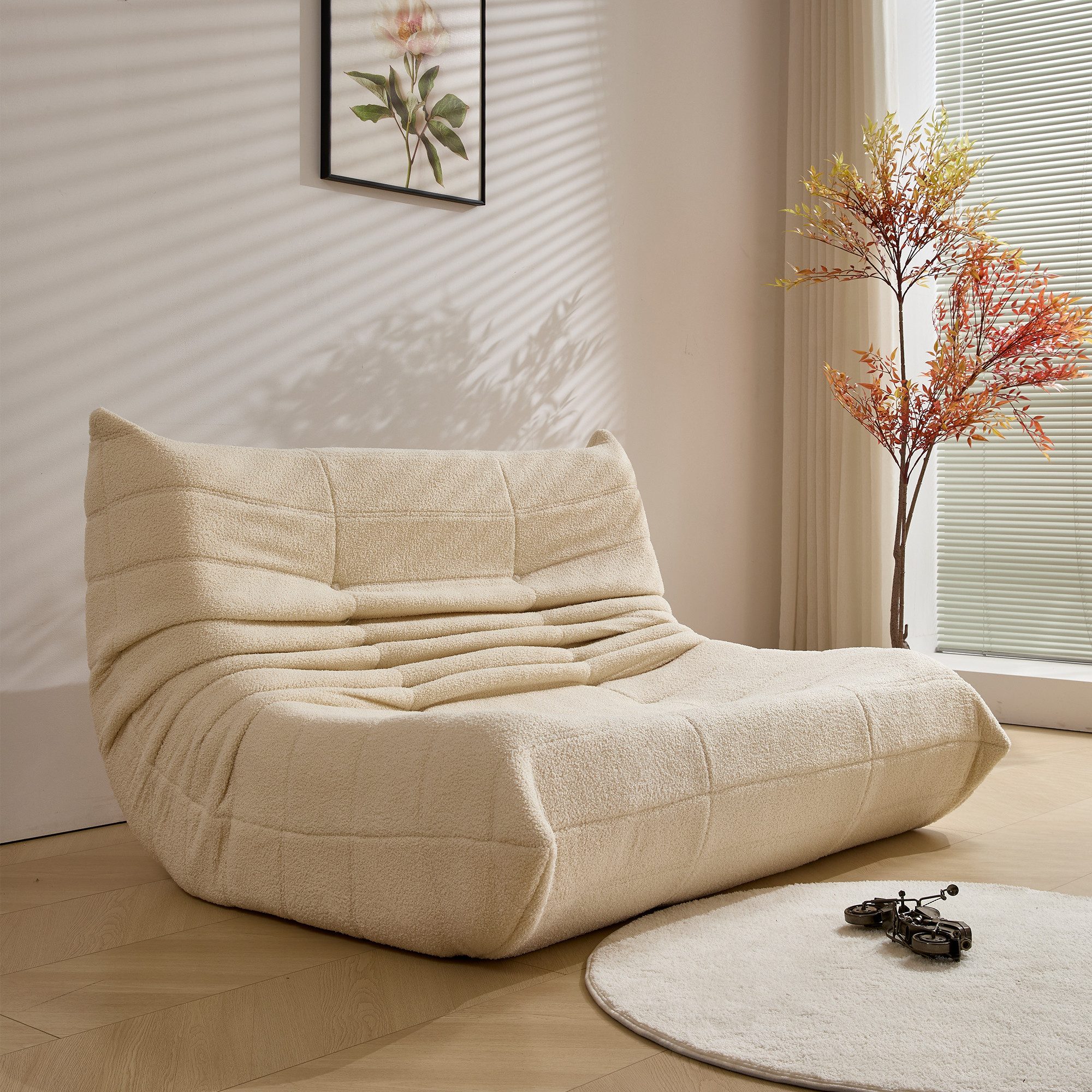 REDOM Sitzsack 2-Sitzer 149x114x82 cm Lazy Sofa aus kuscheligem Teddyfleece (Ergonomischem Design und maximalem Komfort, 1 St., Ergonomische Form, skandinavisches Design für höchsten Sitzkomfort), ideal für Wohnzimmer & Entspannung – sofort nutzbar