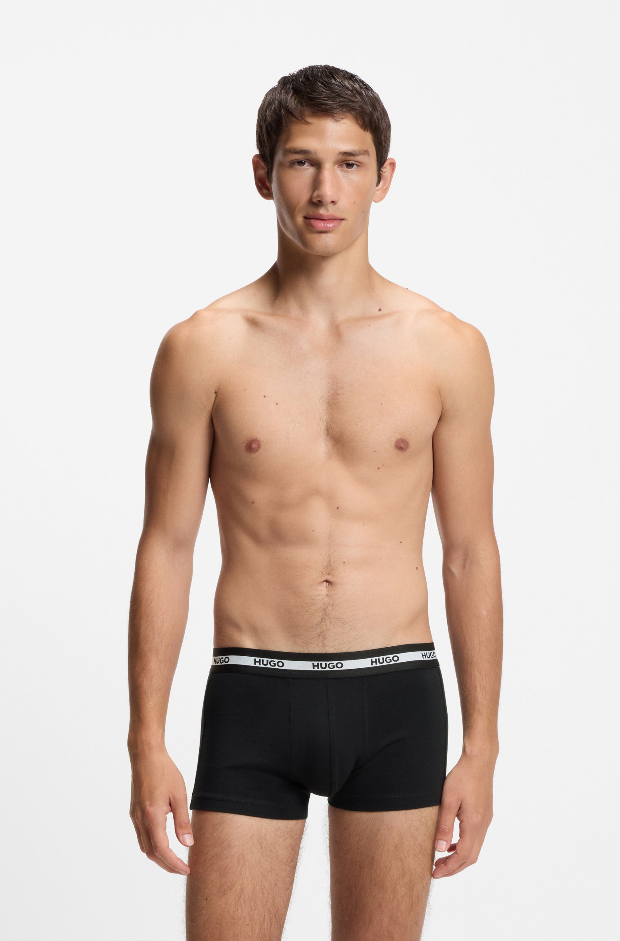 HUGO Trunk (Packung, 3-St) aus Stretch-Baumwolle mit Logo am Bund, körpernah