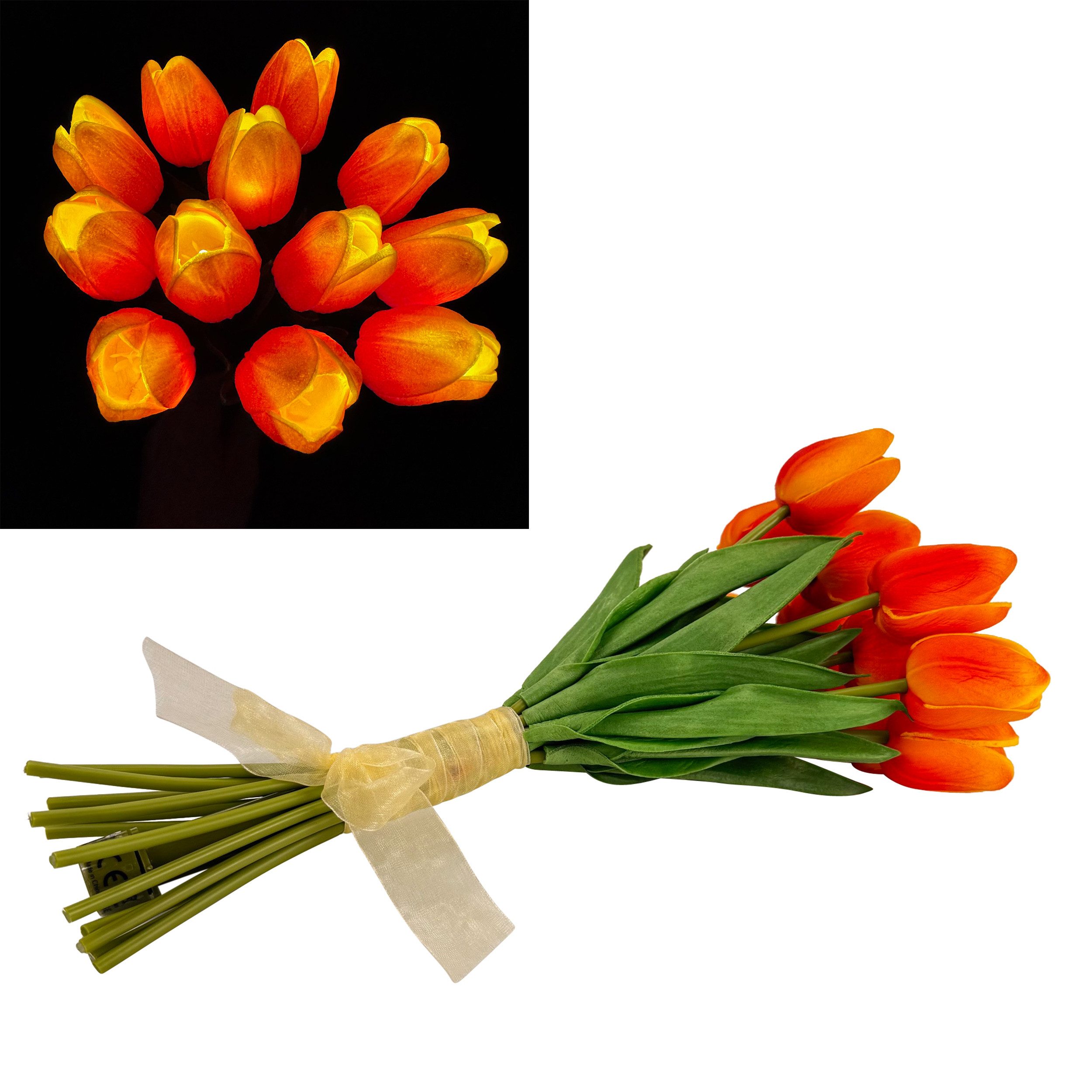 Kunstblume 12 künstliche Tulpen mit LED-Beleuchtung und 6-Stunden Timer - b günstig online kaufen