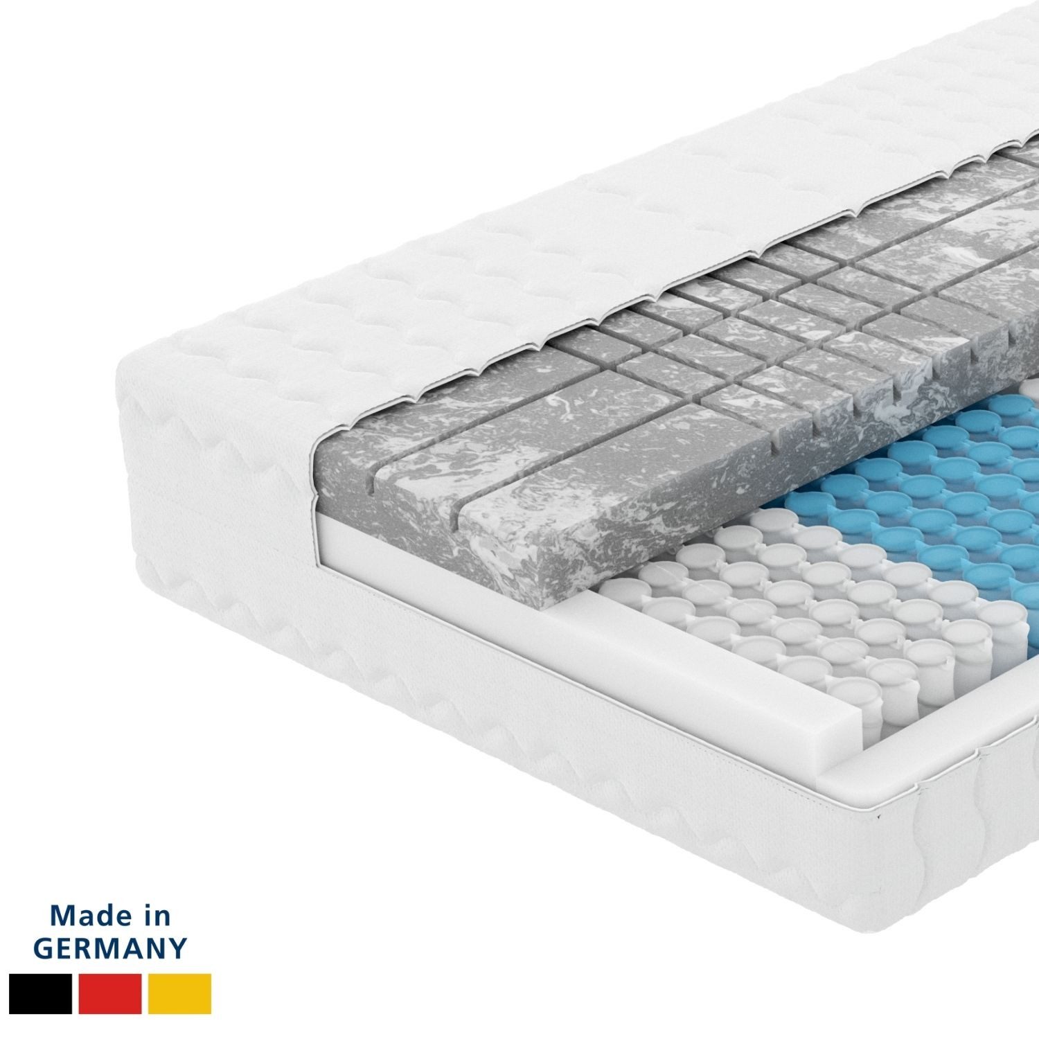 Taschenfederkernmatratze Deluxe 7-Zonen Federkernmatratze mit 3D Kaltschaum, Optimale Anpassung, AM Qualitätsmatratzen, 24 cm hoch, 80x200 cm