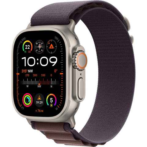 Apple Watch Ultra 2 GPS 49 mm + Cellular Titanium L Smartwatch (4,9 cm/1,92 Zoll, Watch OS 10), Alpine Loop