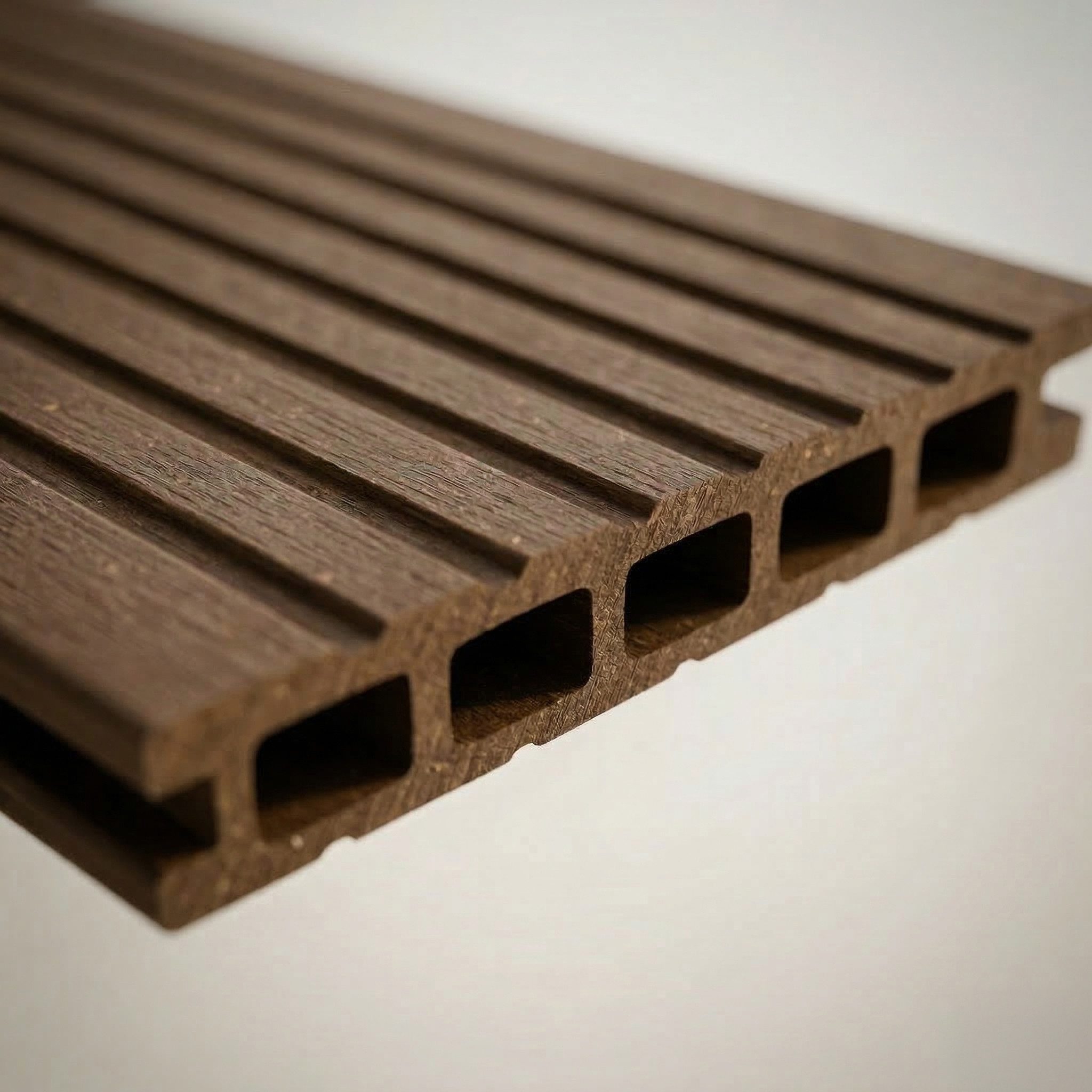 Woodstore24 Terrassendielen WPC Terrassenboden Komplettset mit Clipsystem, 20 mm Stärke, (Hohlkammer Diele geriffelt 240 cm Länge 145 mm Breite, Terrassenboden in Anthrazit Grau Braun für Balkon & Garten Outdoor), WPC Terrassendielen Komplettset mit Clipsystem