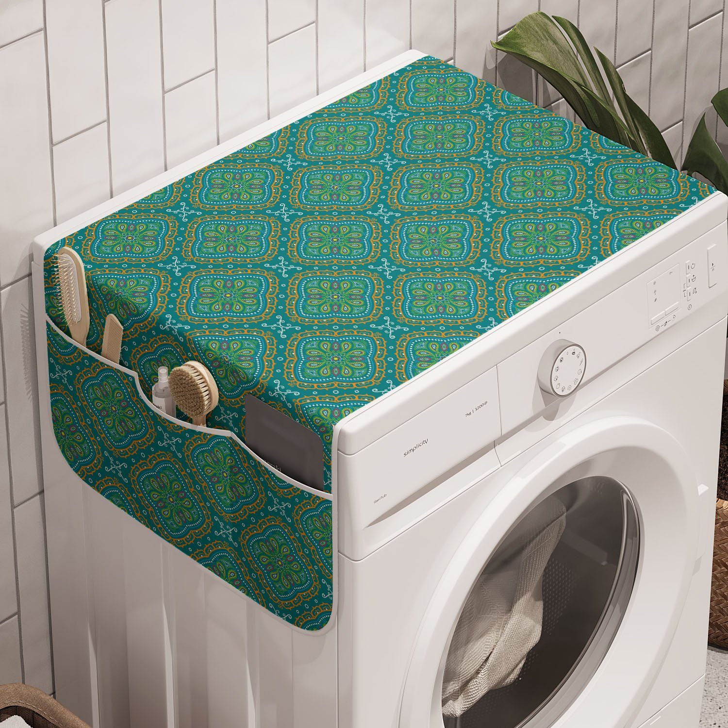 und Trockner, Anti-Rutsch-Stoffabdeckung orientalisch Badorganizer Abakuhaus für Waschmaschine Muster
