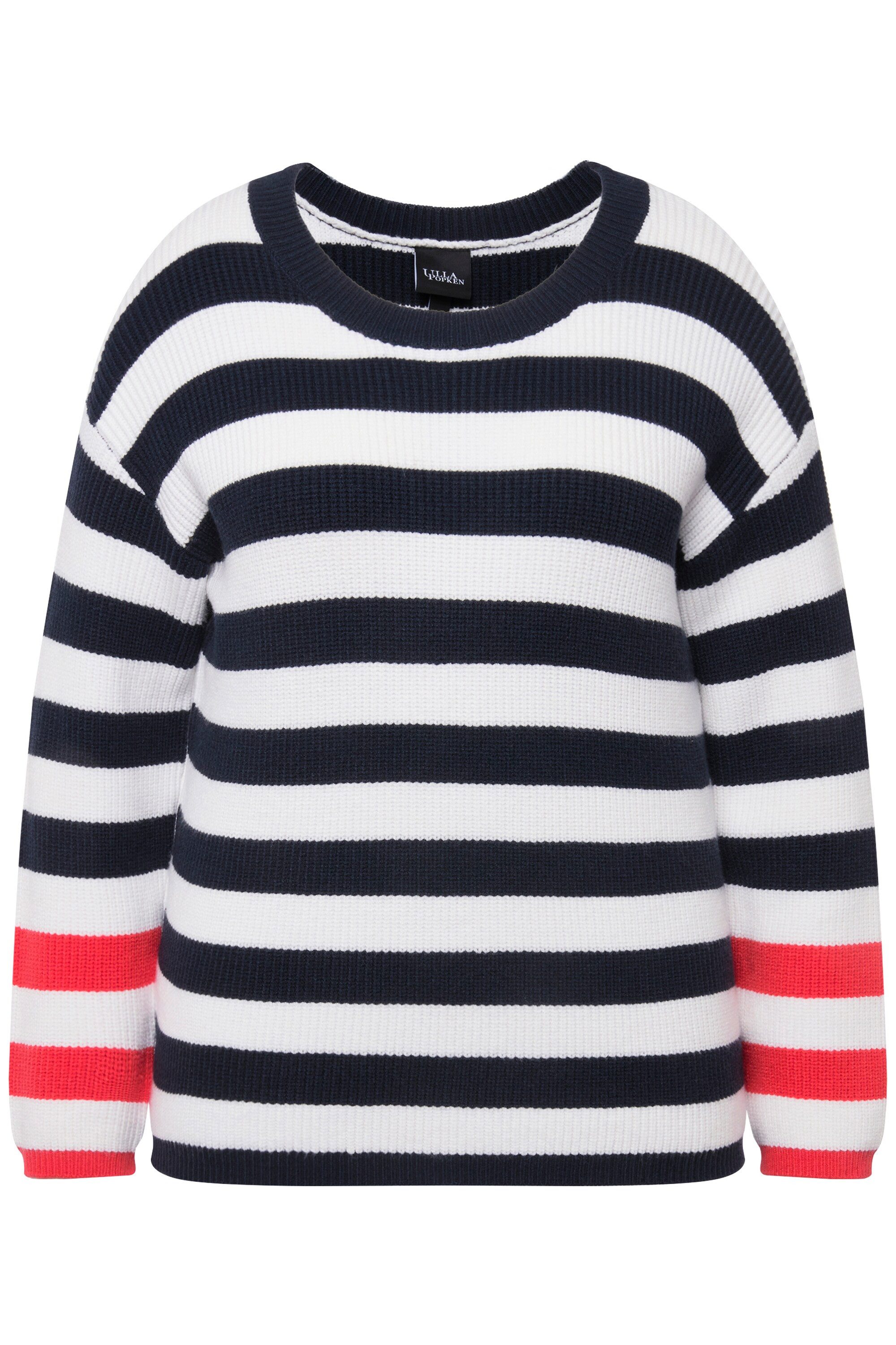 Ulla Popken Strickpullover Pullover Ringel Rundhals günstig online kaufen