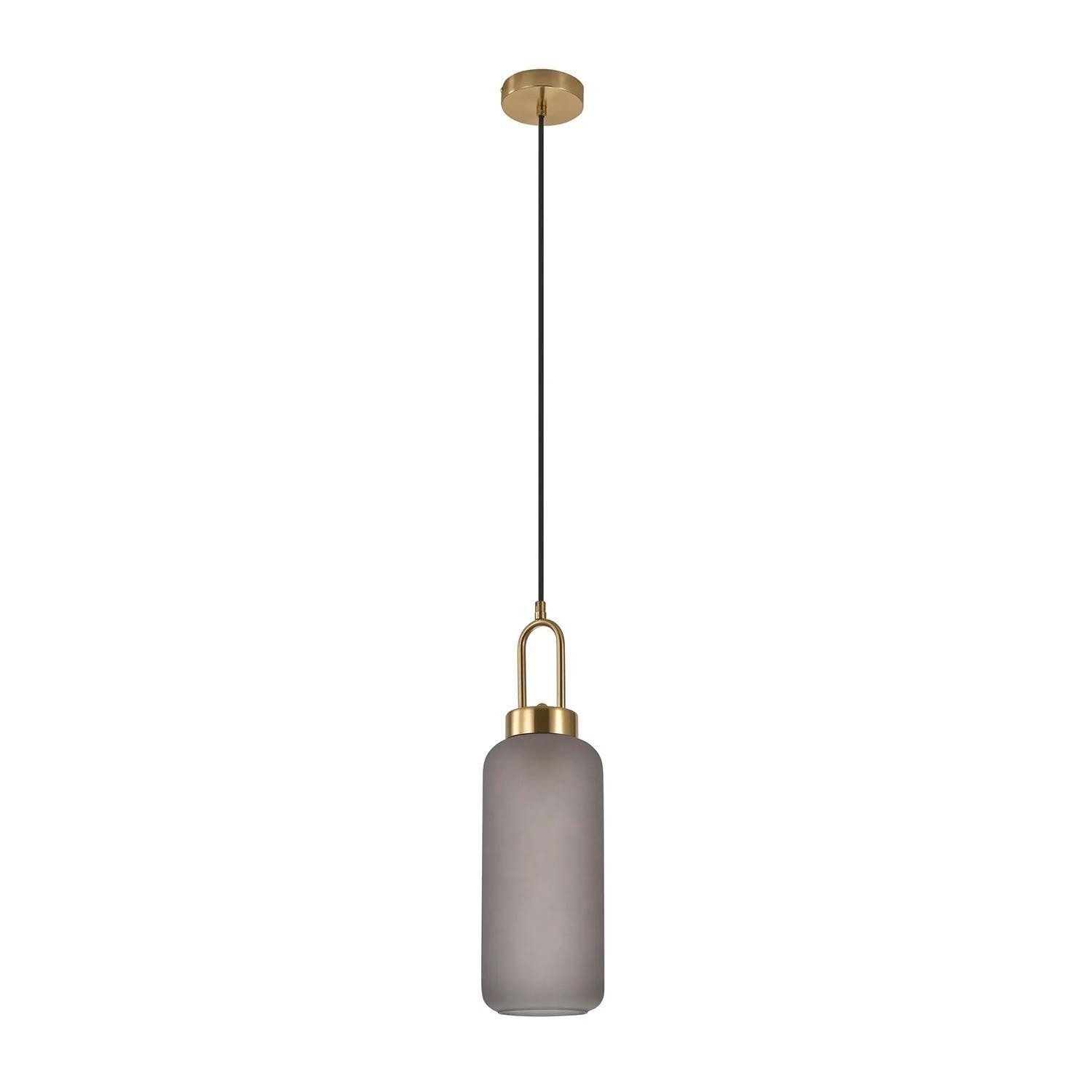 House Nordic Pendelleuchte LUTON, 1-flammig, Goldgelb, Grau, Metall, ohne Leuchtmittel, Glasschirm, Ø 13 x H 150 cm