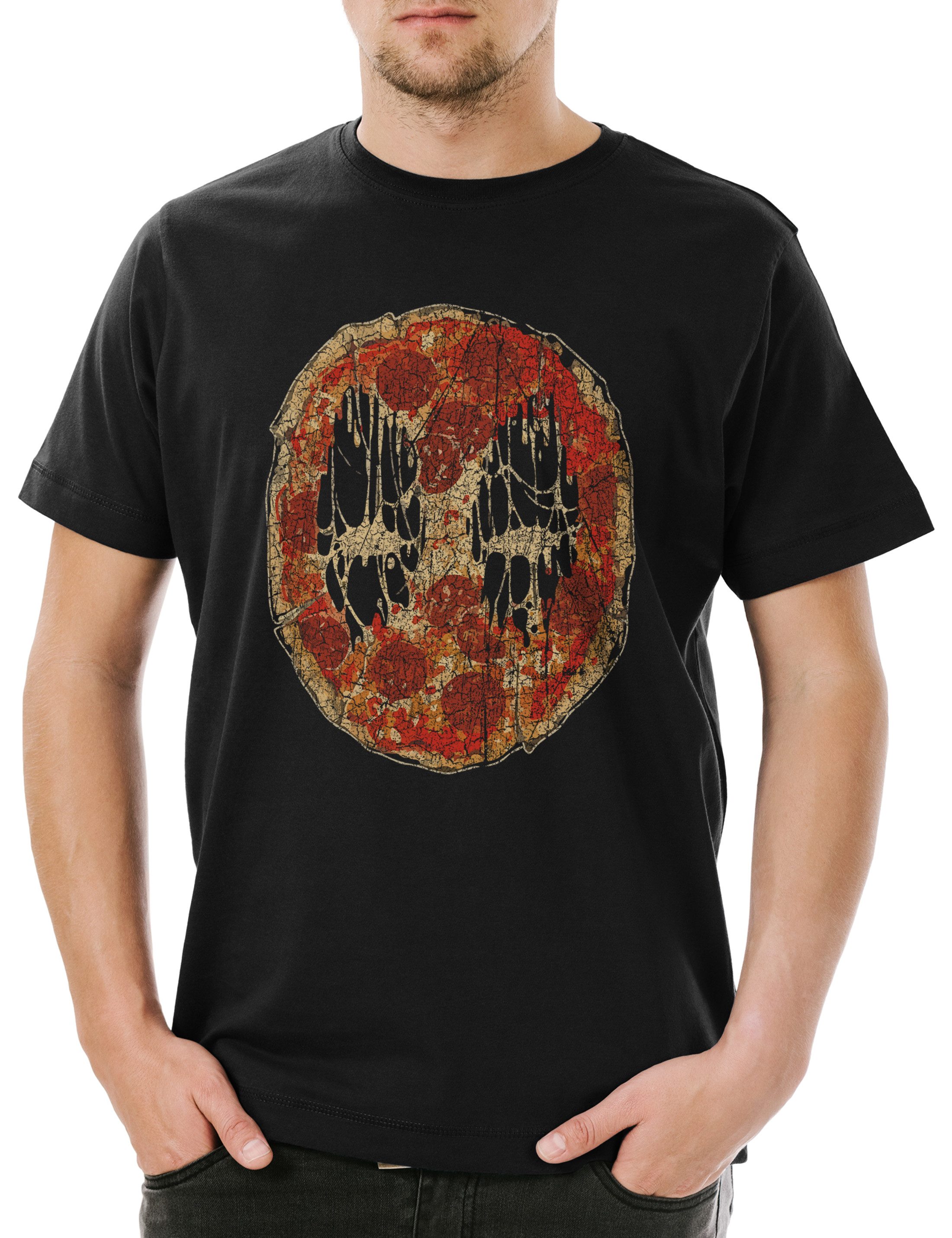 Print-Shirt Dead Pizza Face Herren T-Shirt Mutant Deadpool Food Italia Pizzeria
