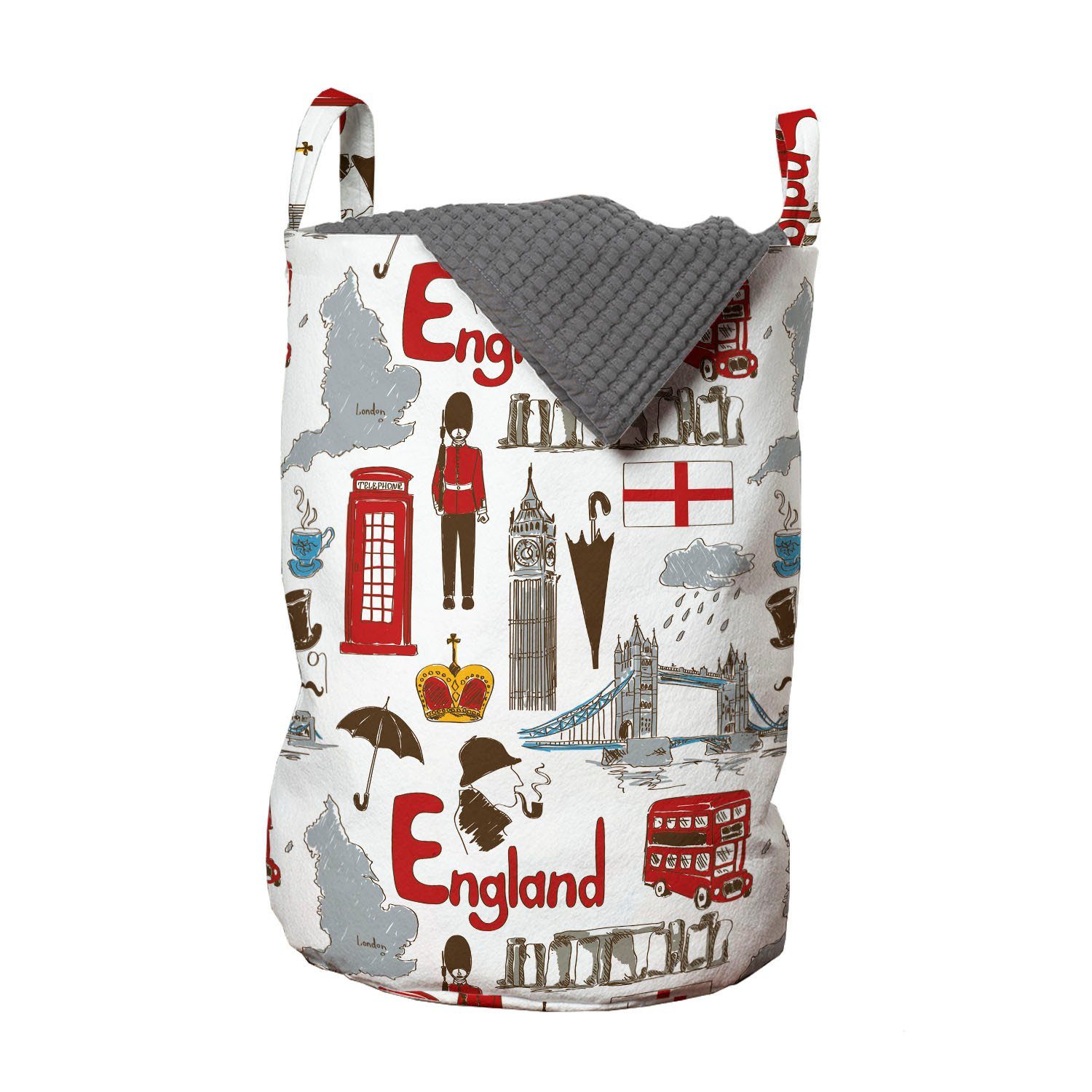 Abakuhaus Wäschesäckchen Wäschekorb mit Griffen Kordelzugverschluss für Waschsalons, London Spaß-bunter Sketch